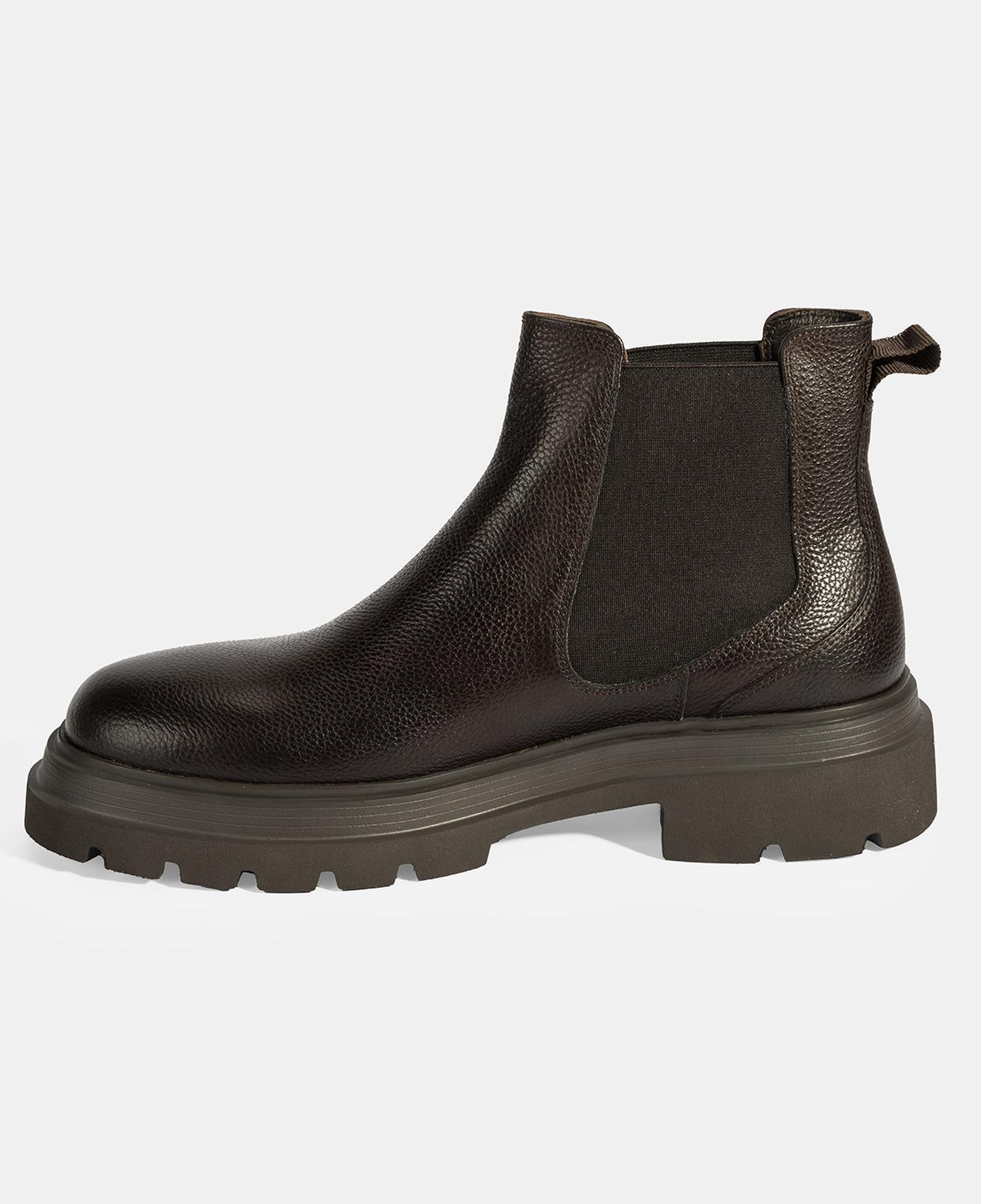 Erkek Kahve Lastik Detaylı Deri Bot