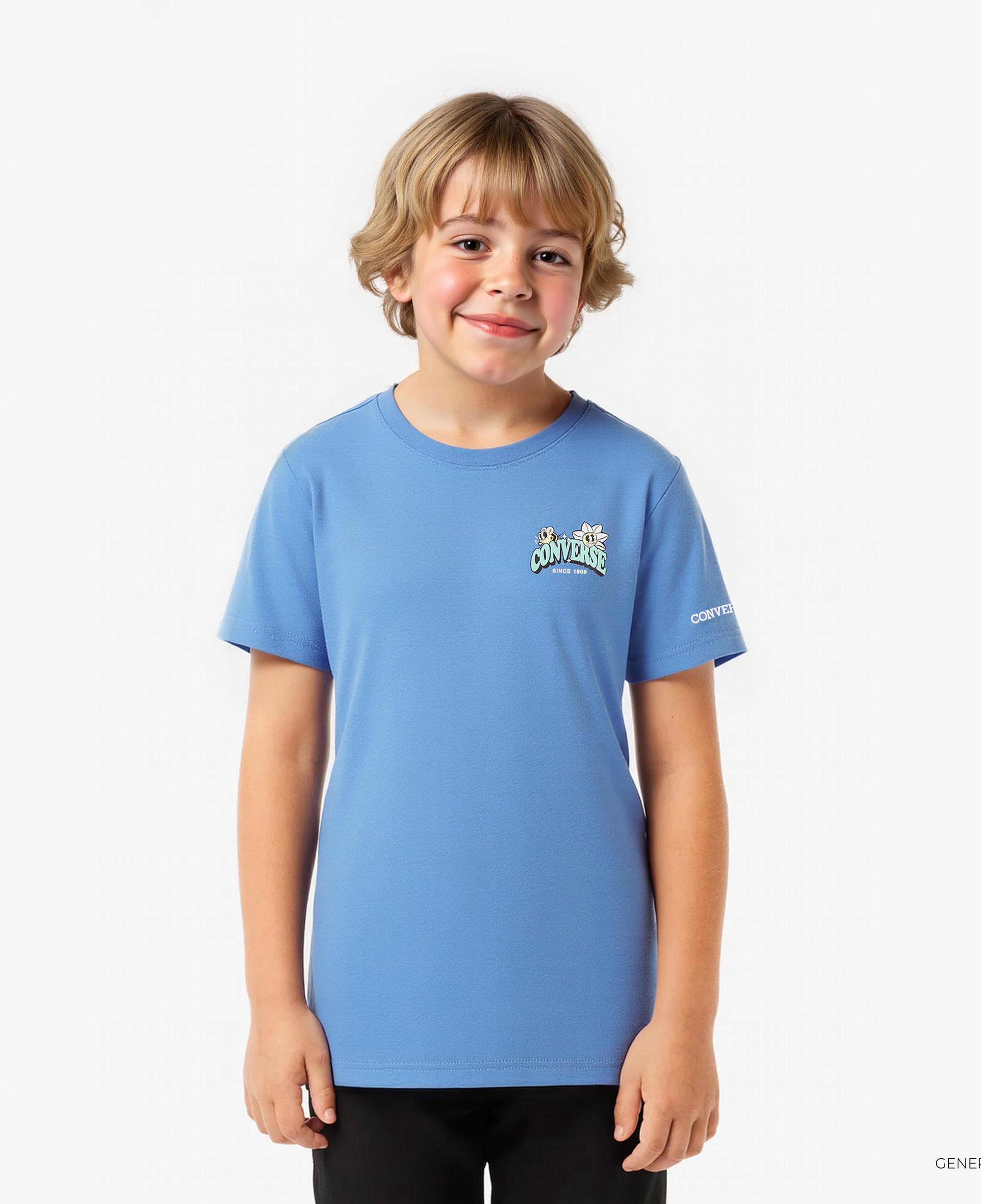 Converse Trail Mix Flower Çocuk Mavi T-Shirt