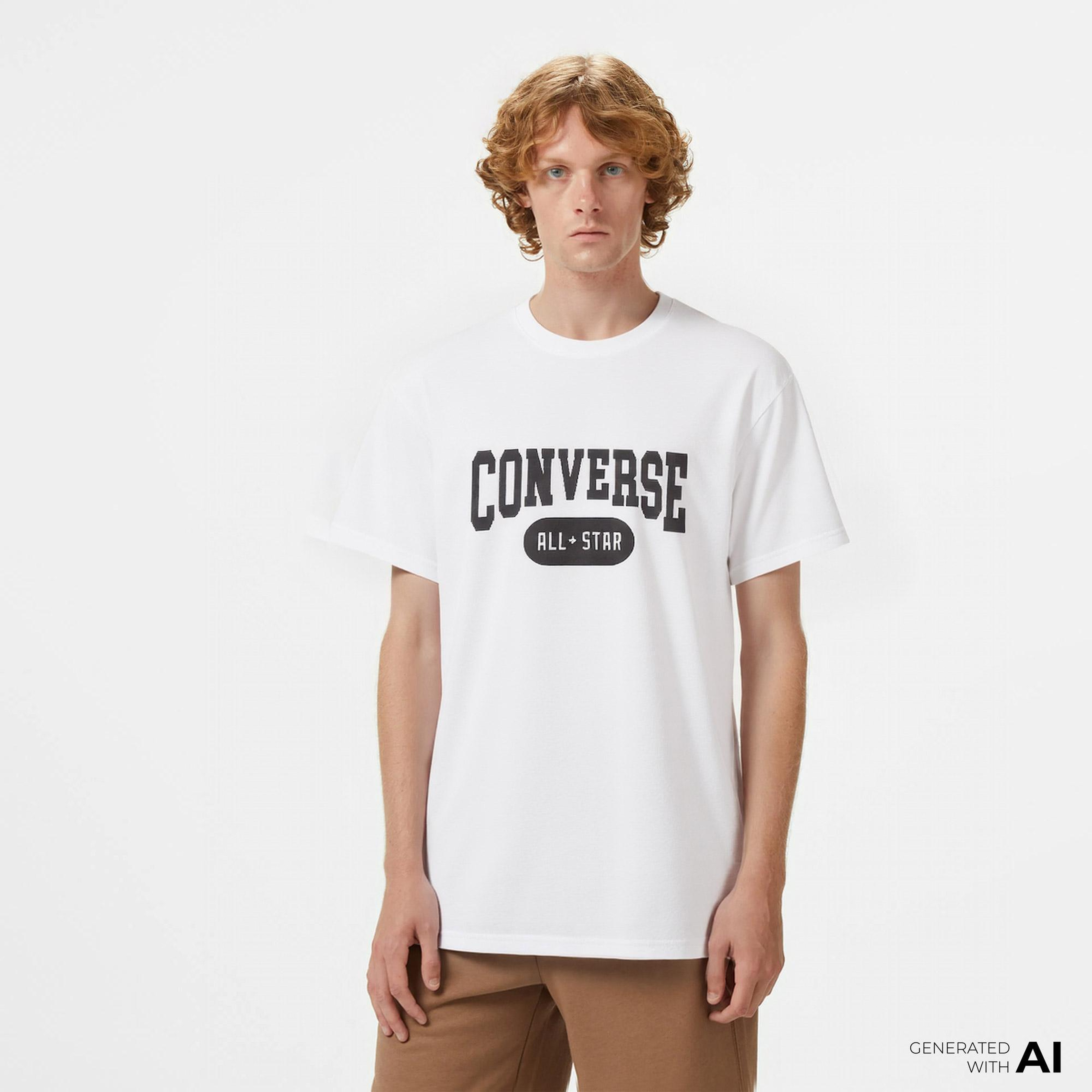 Converse Erkek Baskılı Beyaz T-Shirt