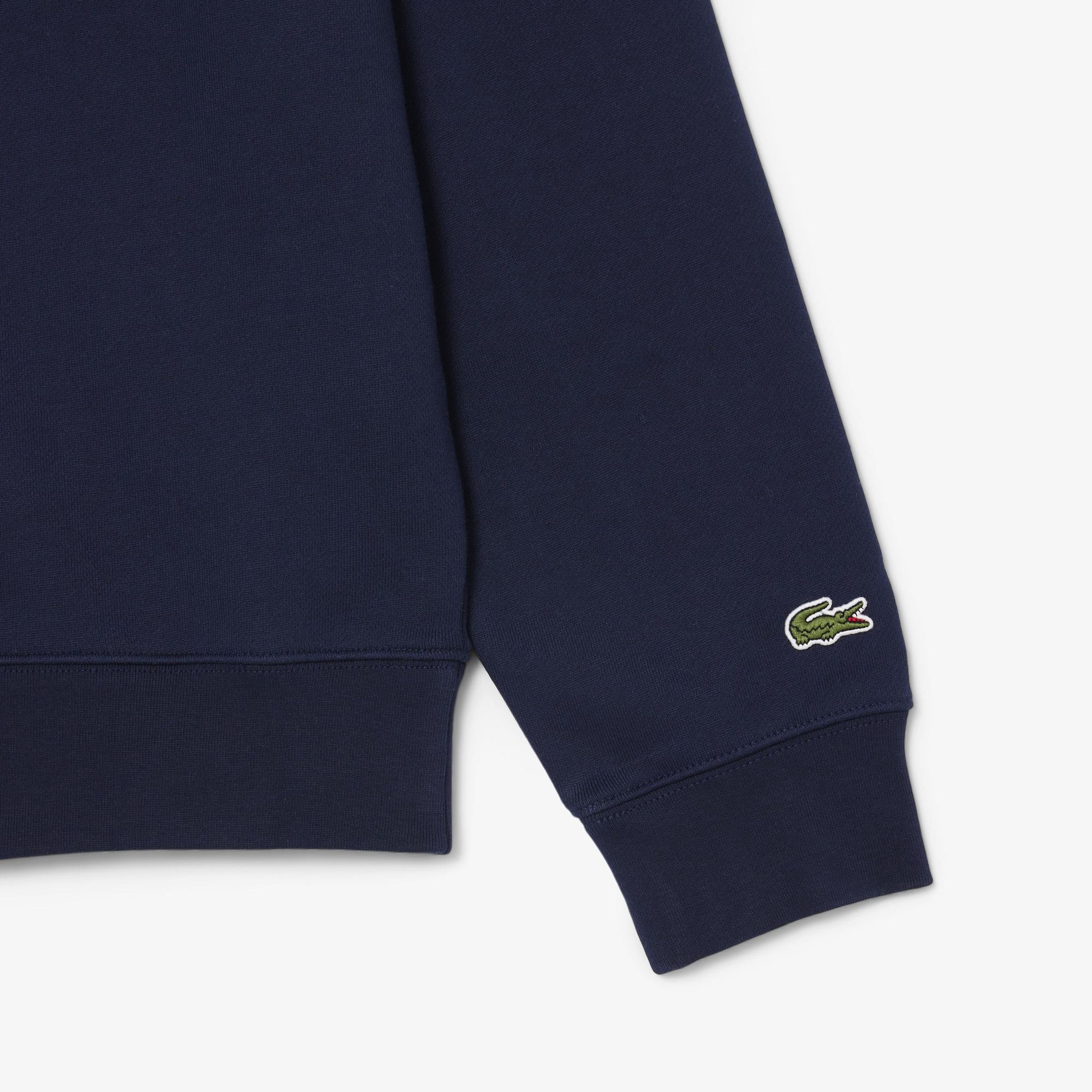 Lacoste Unisex Classic Fit Bisiklet Yaka Baskılı Lacivert Sweatshirt