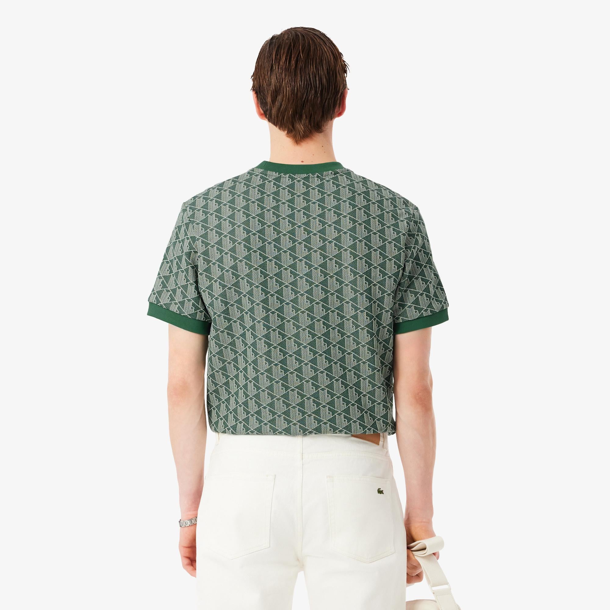 Lacoste Erkek Classic Fit Bisiklet Yaka Monogram Koyu Yeşil T-Shirt