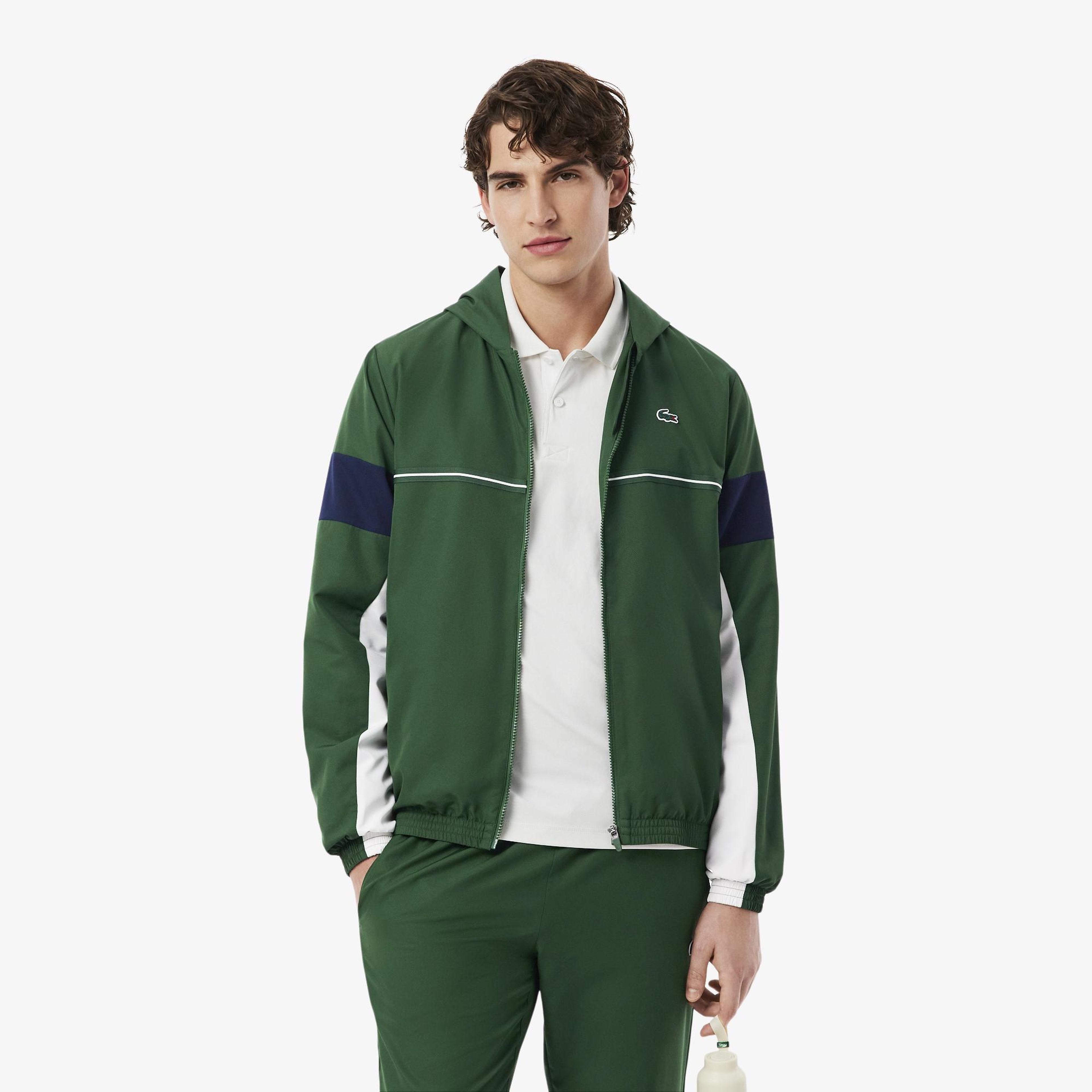 Lacoste Erkek Regular Fit Kapüşonlu Renk Bloklu Yeşil Ceket