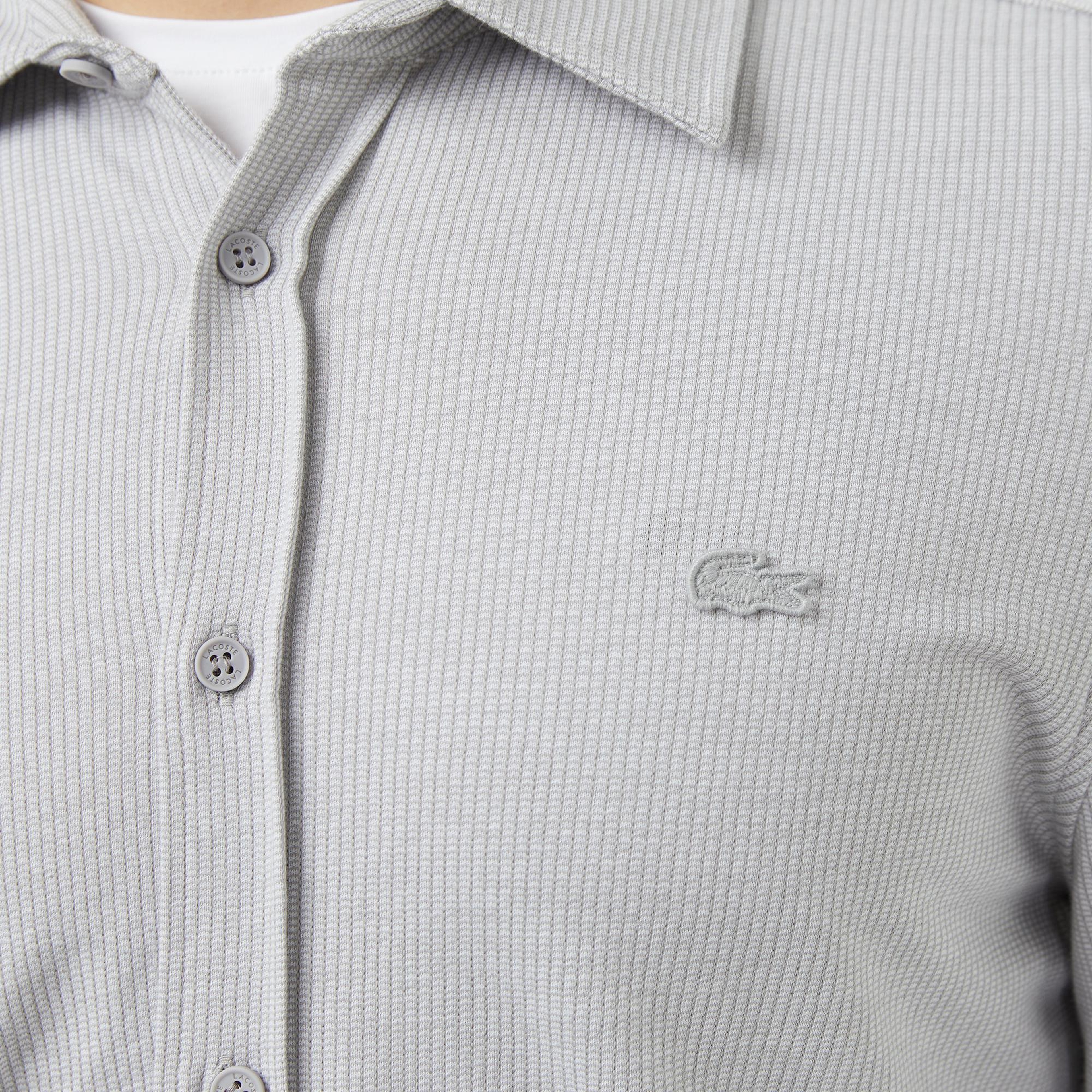 Lacoste Erkek Slim Fit Düğmeli Yaka Gri Gömlek