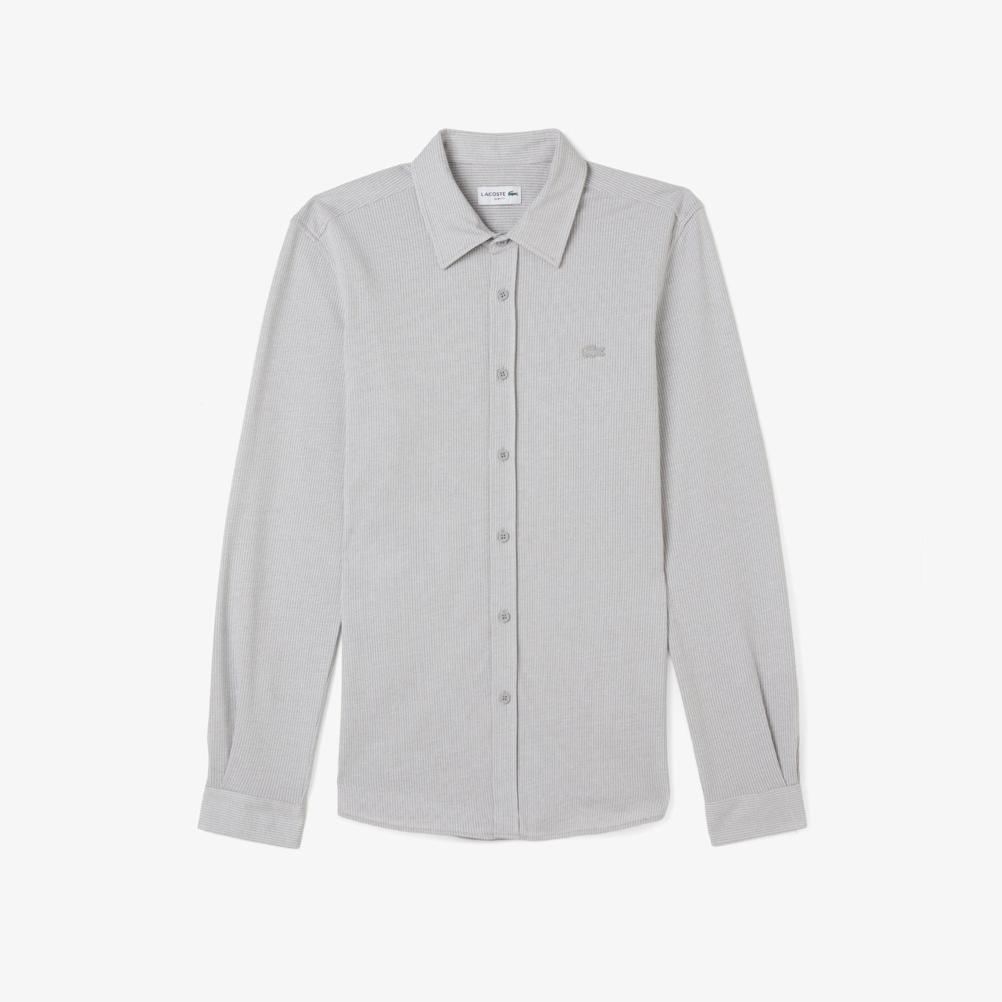 Lacoste Erkek Slim Fit Düğmeli Yaka Gri Gömlek