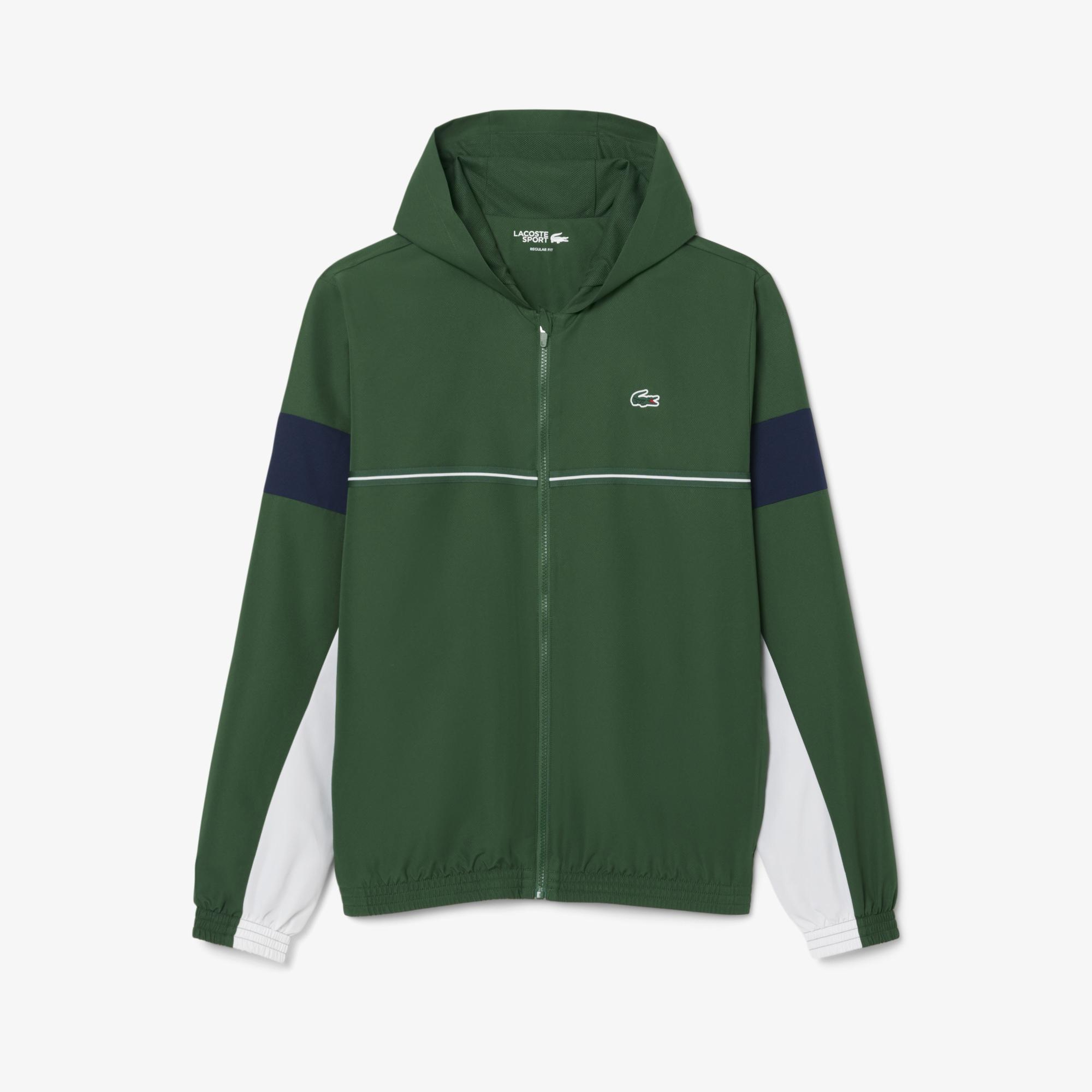 Lacoste Erkek Regular Fit Kapüşonlu Renk Bloklu Yeşil Ceket