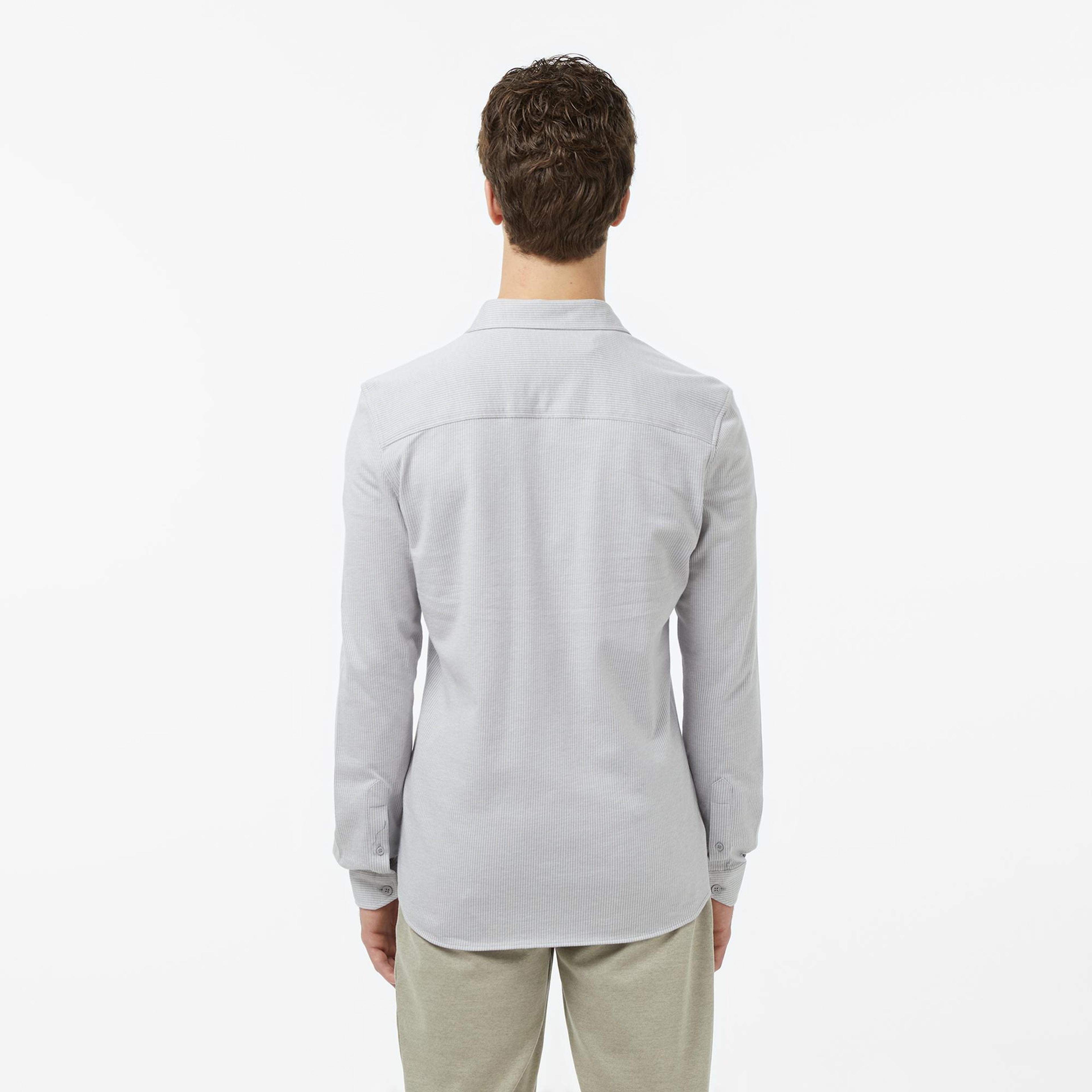 Lacoste Erkek Slim Fit Düğmeli Yaka Gri Gömlek