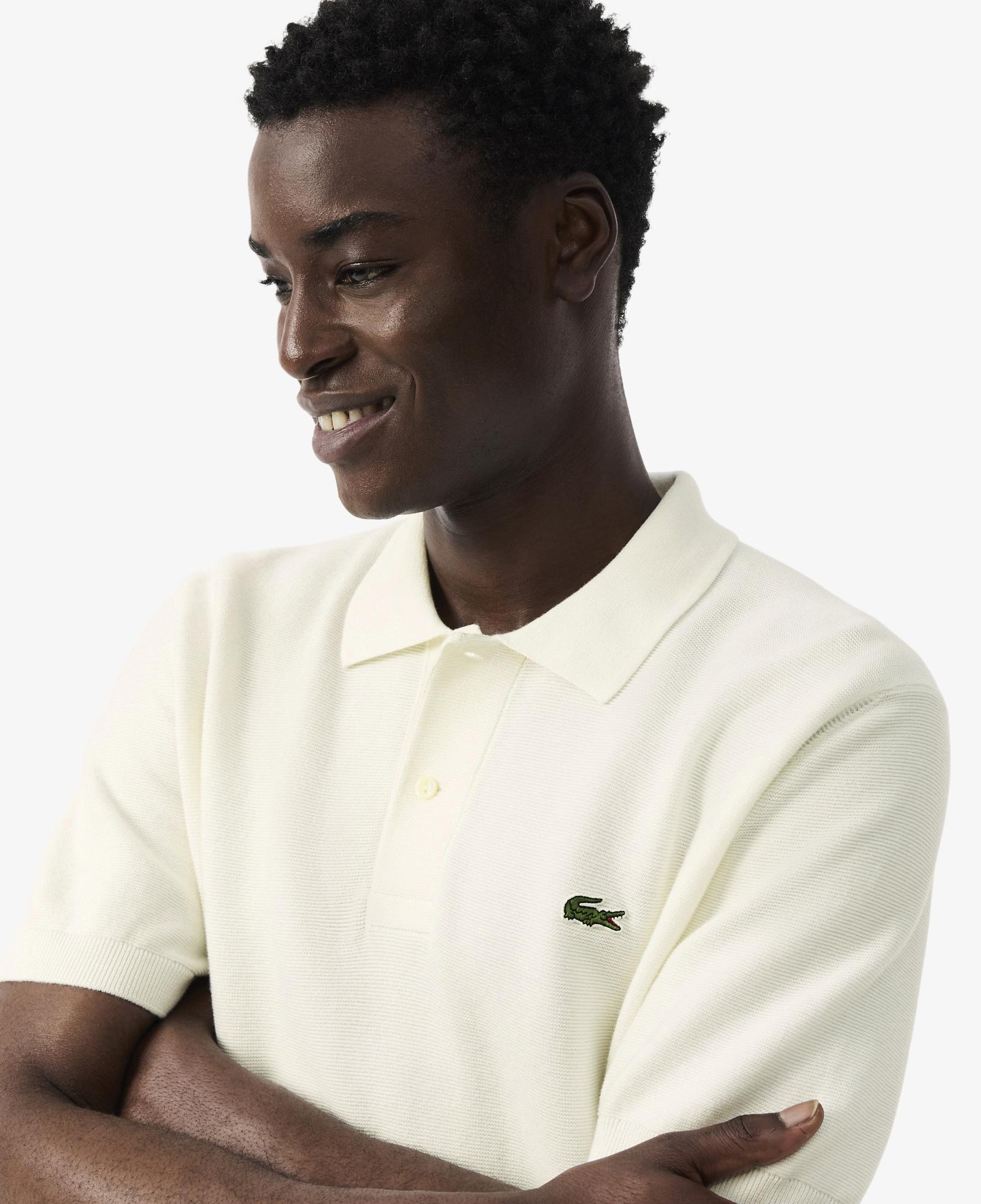 Lacoste Erkek Classic Fit Kısa Kollu Polo Yaka Krem Triko