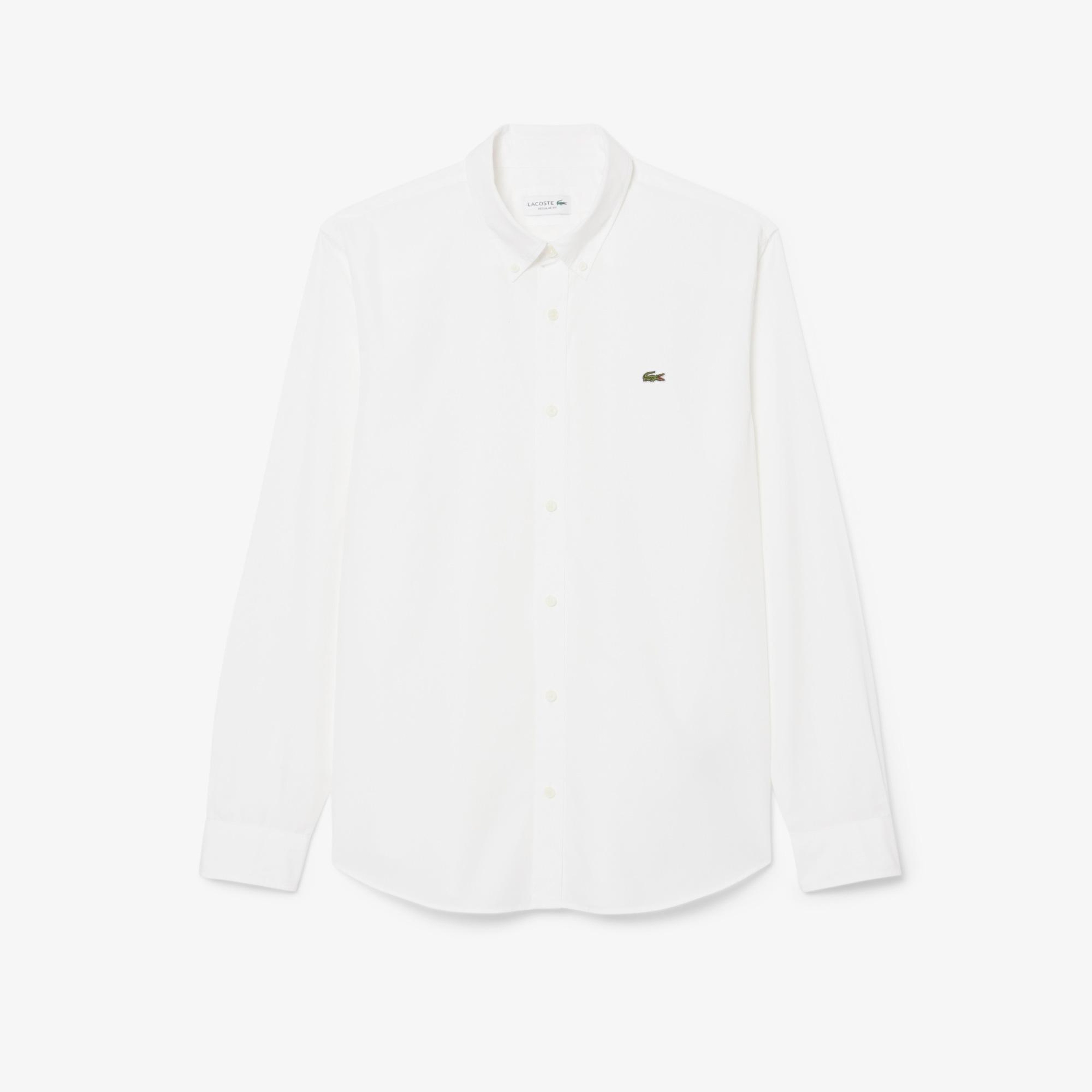 Lacoste Erkek Regular Fit Düğmeli Yaka Beyaz Gömlek