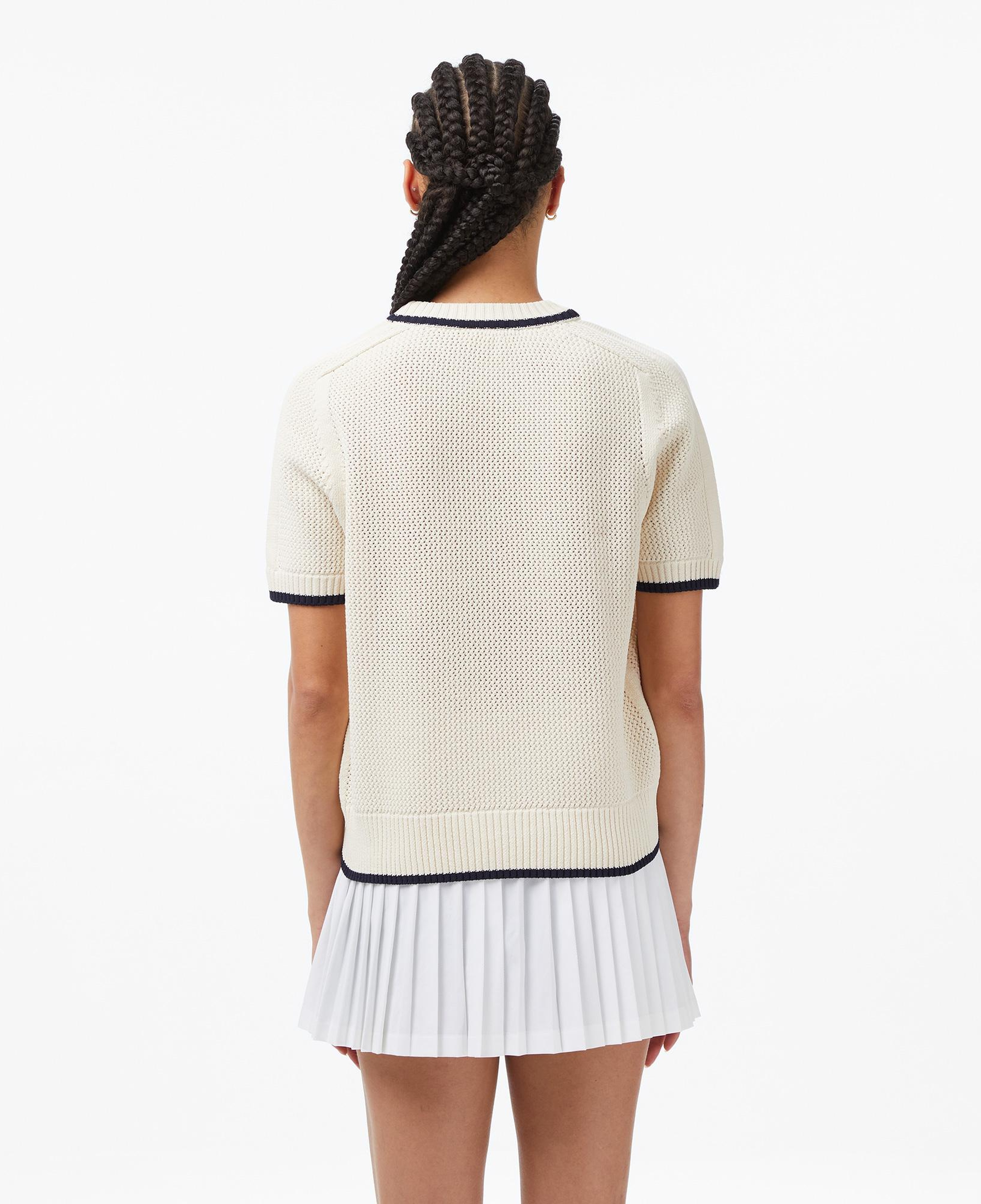 Lacoste Kadın Classic Fit Bisiklet Yaka Krem Bluz