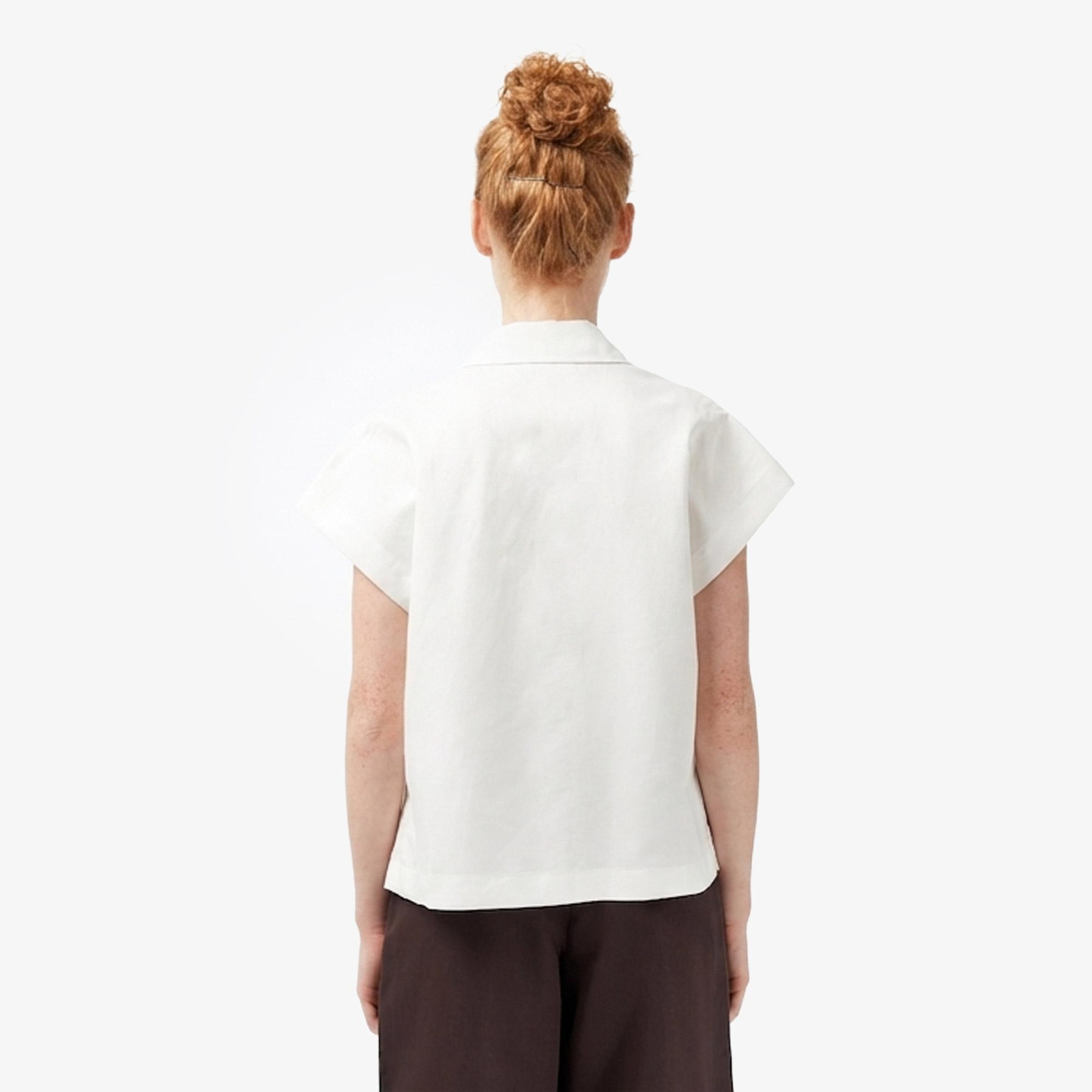 Lacoste Kadın Regular Fit Kısa Kollu Düğmeli Yaka Krem Gömlek