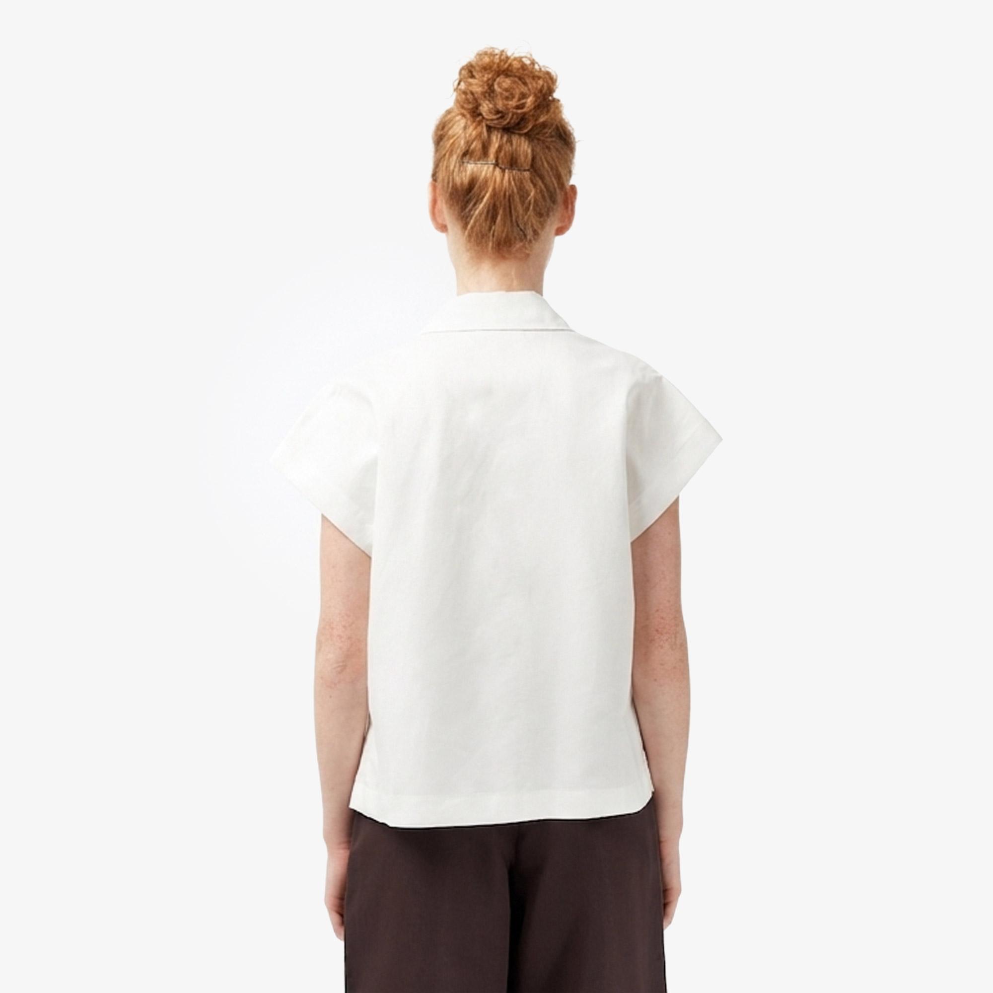 Lacoste Kadın Regular Fit Kısa Kollu Düğmeli Yaka Krem Gömlek