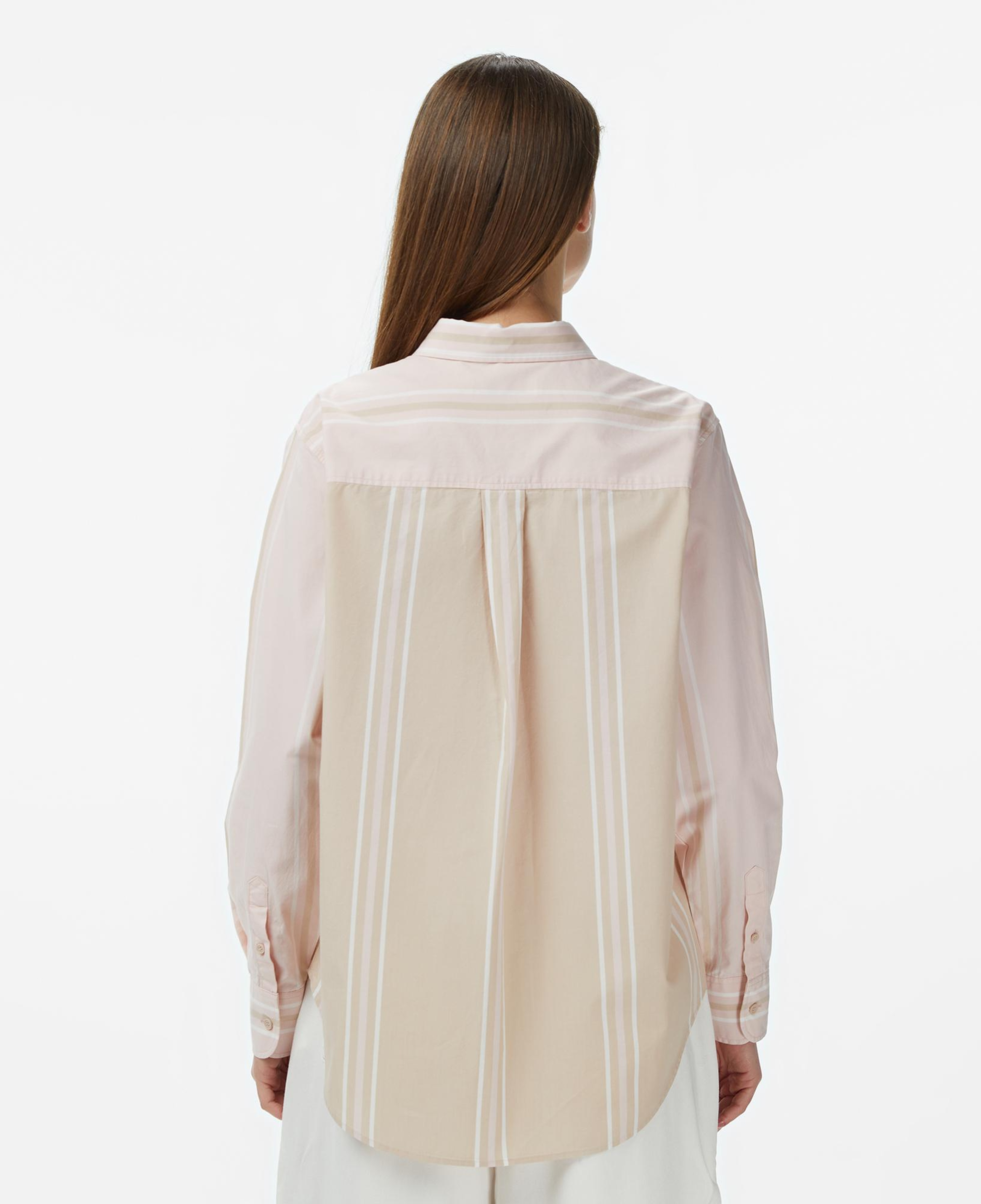 Lacoste Kadın Regular Fit Renk Bloklu Bej Gömlek