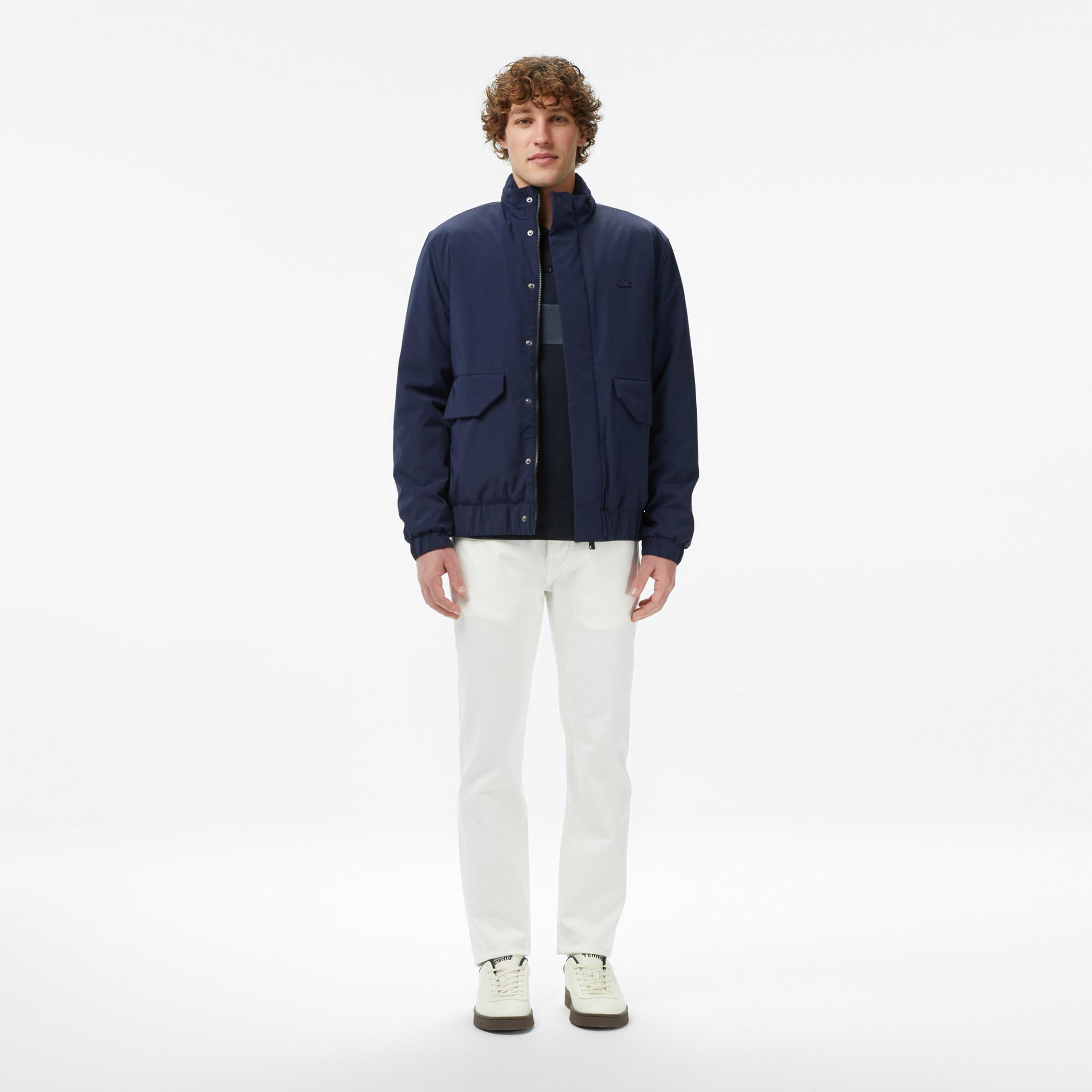 Lacoste Erkek Relaxed Fit Dik Yaka Lacivert Mont