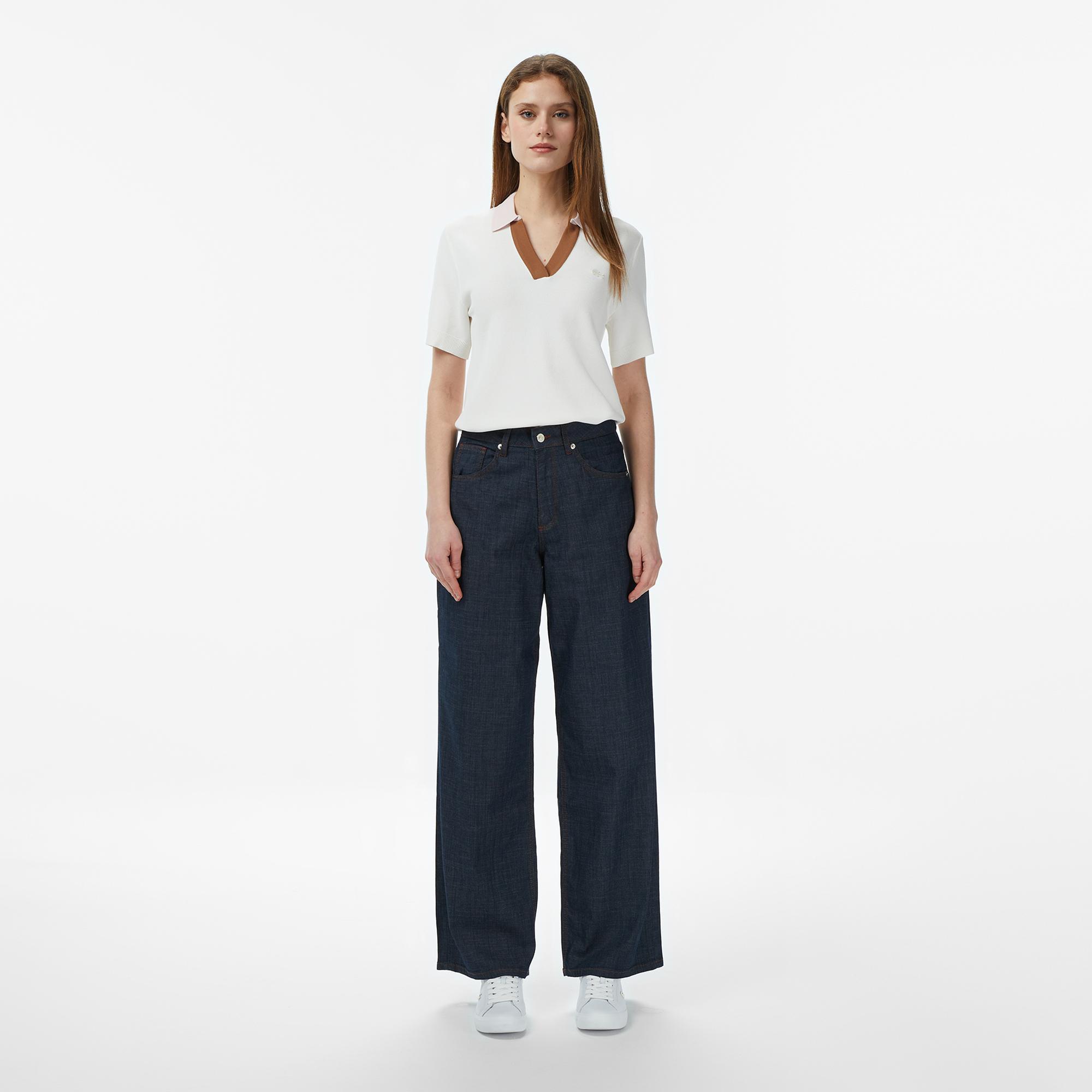 Lacoste Kadın Regular Fit Kısa Kollu Polo Yaka Krem Triko