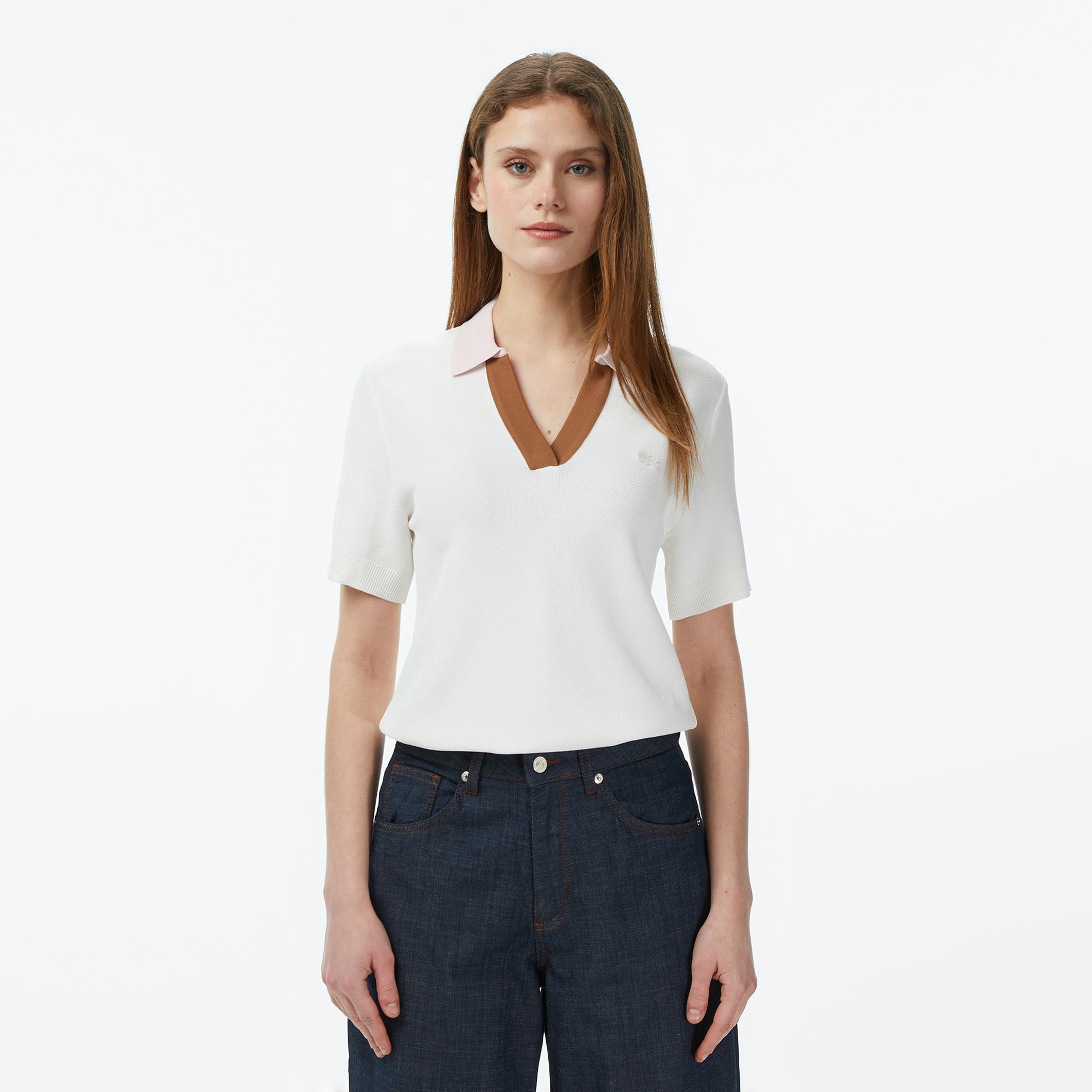 Lacoste Kadın Regular Fit Kısa Kollu Polo Yaka Krem Triko
