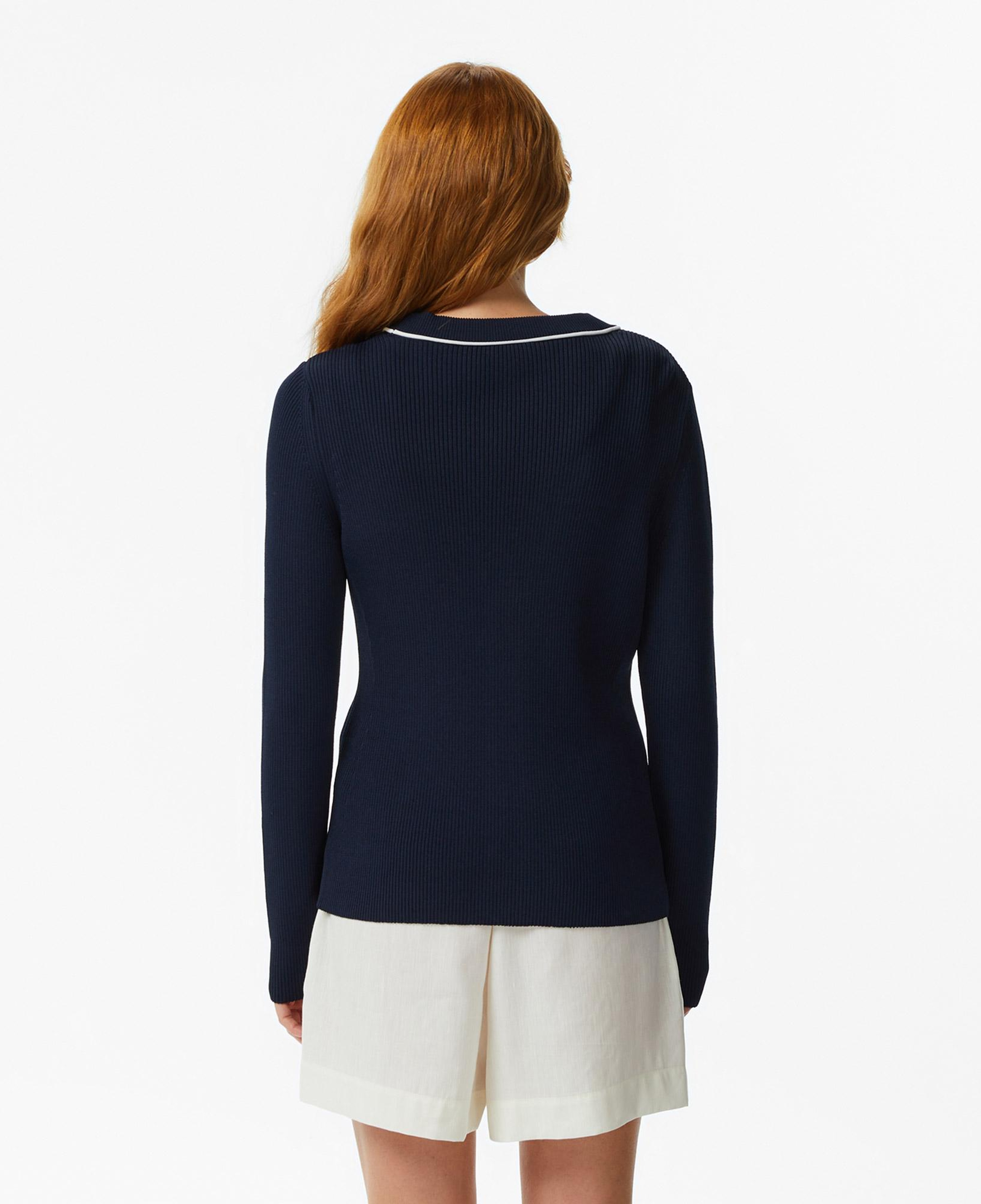 Lacoste Kadın Slim Fit V Yaka Lacivert Hırka