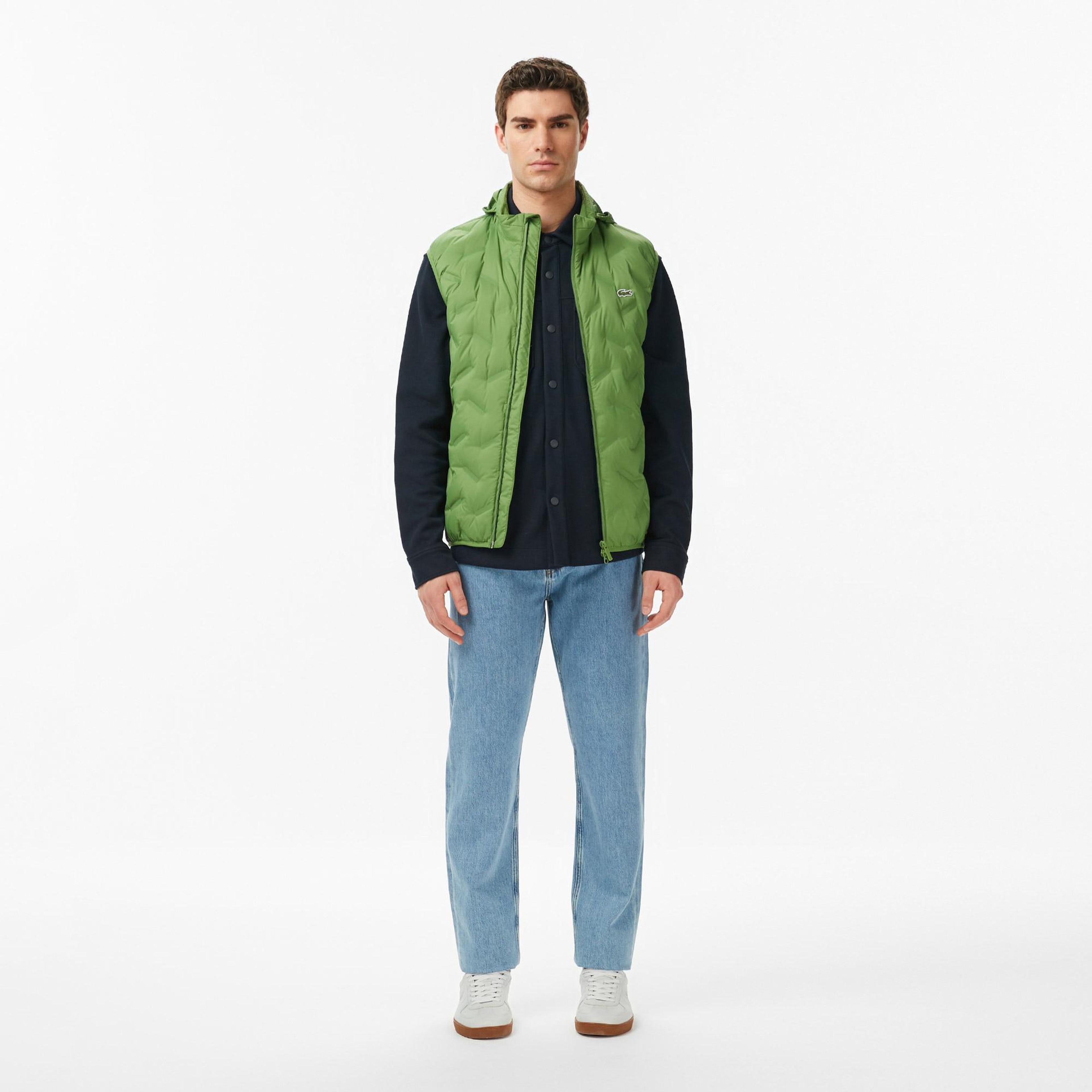 Lacoste Erkek Regular Fit Dik Yaka Kapitone Yeşil Yelek