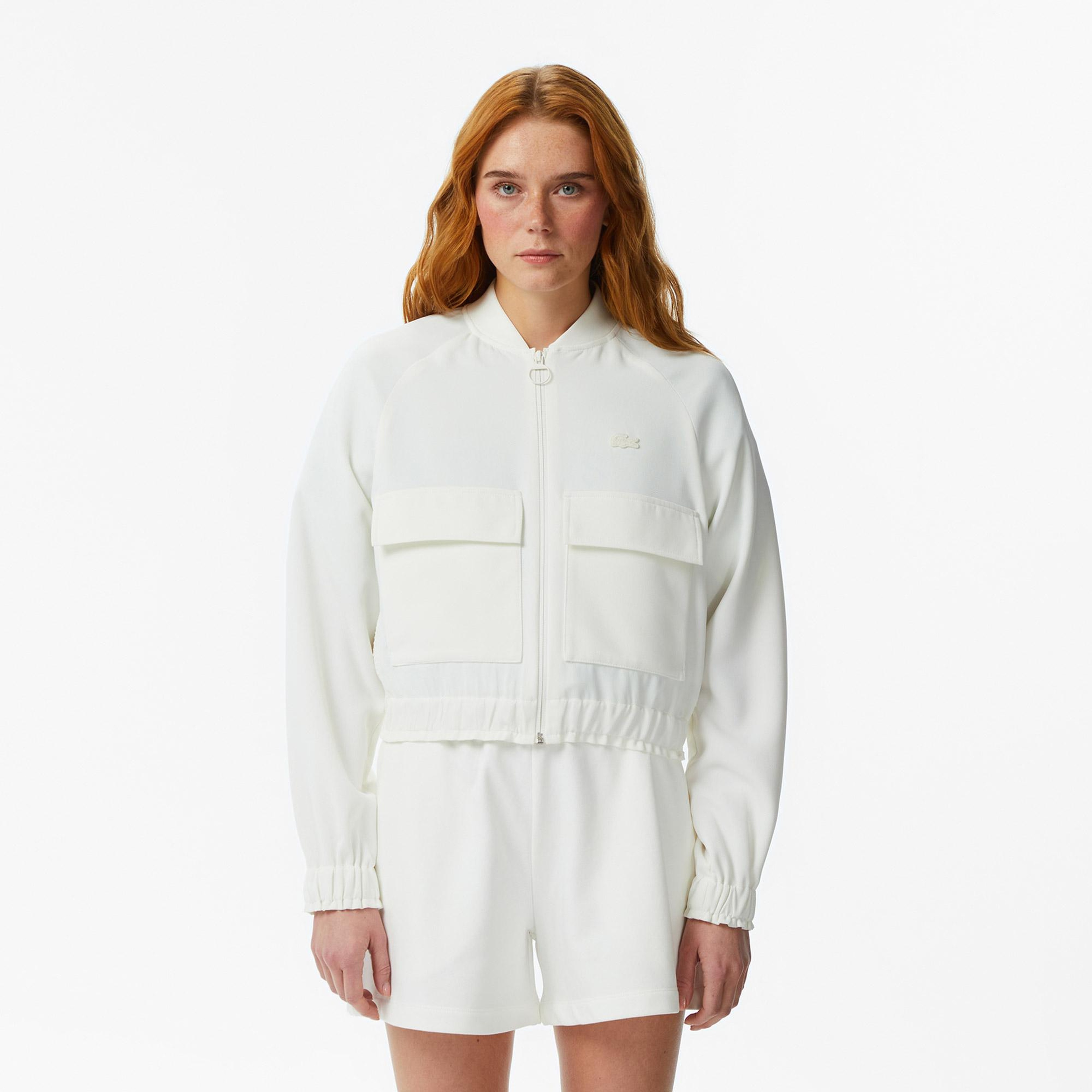 Lacoste Kadın Regular Fit Fermuarlı Krem Ceket