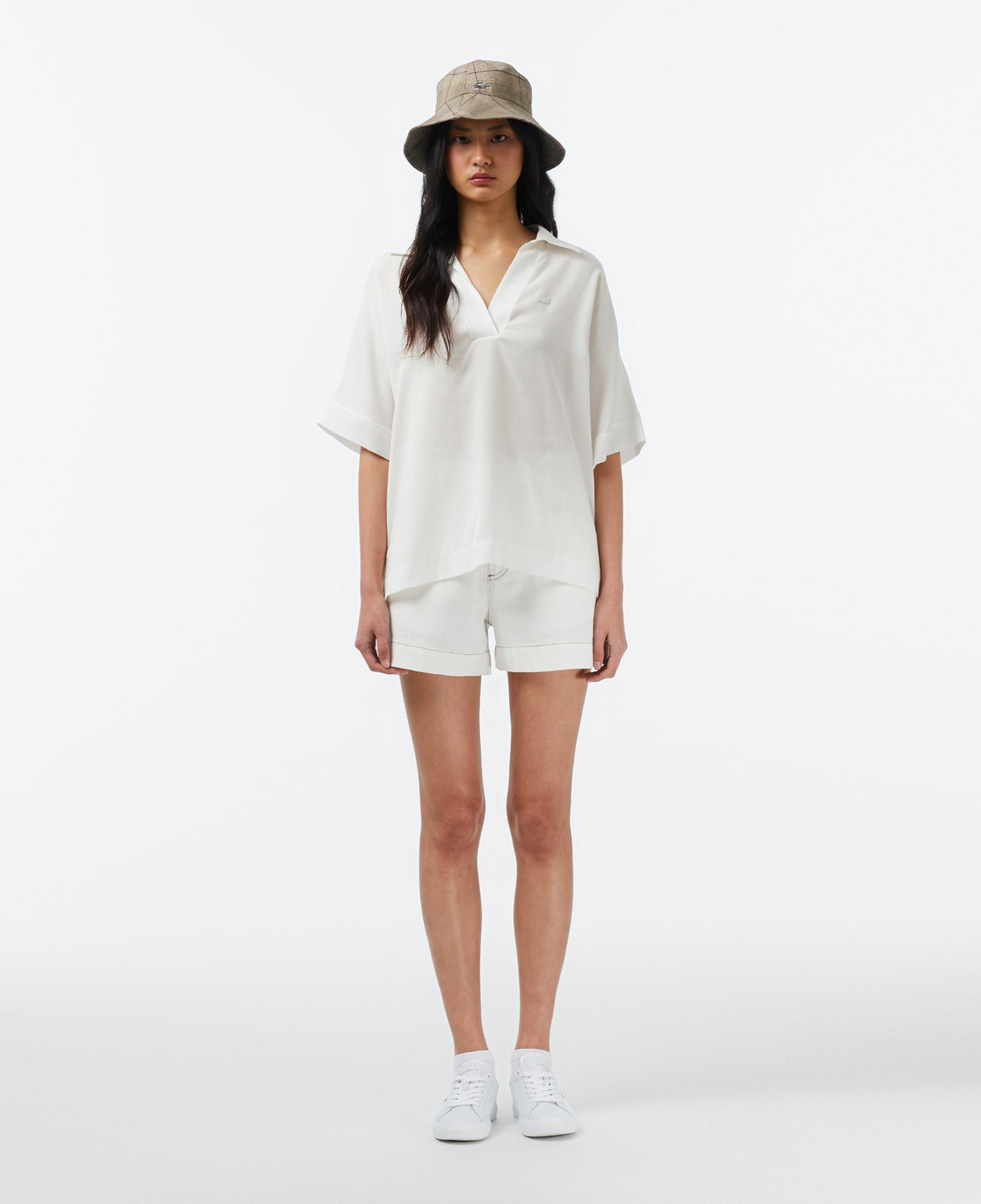 Lacoste Kadın Regular Fit Kısa Kollu Polo Yaka Beyaz Bluz