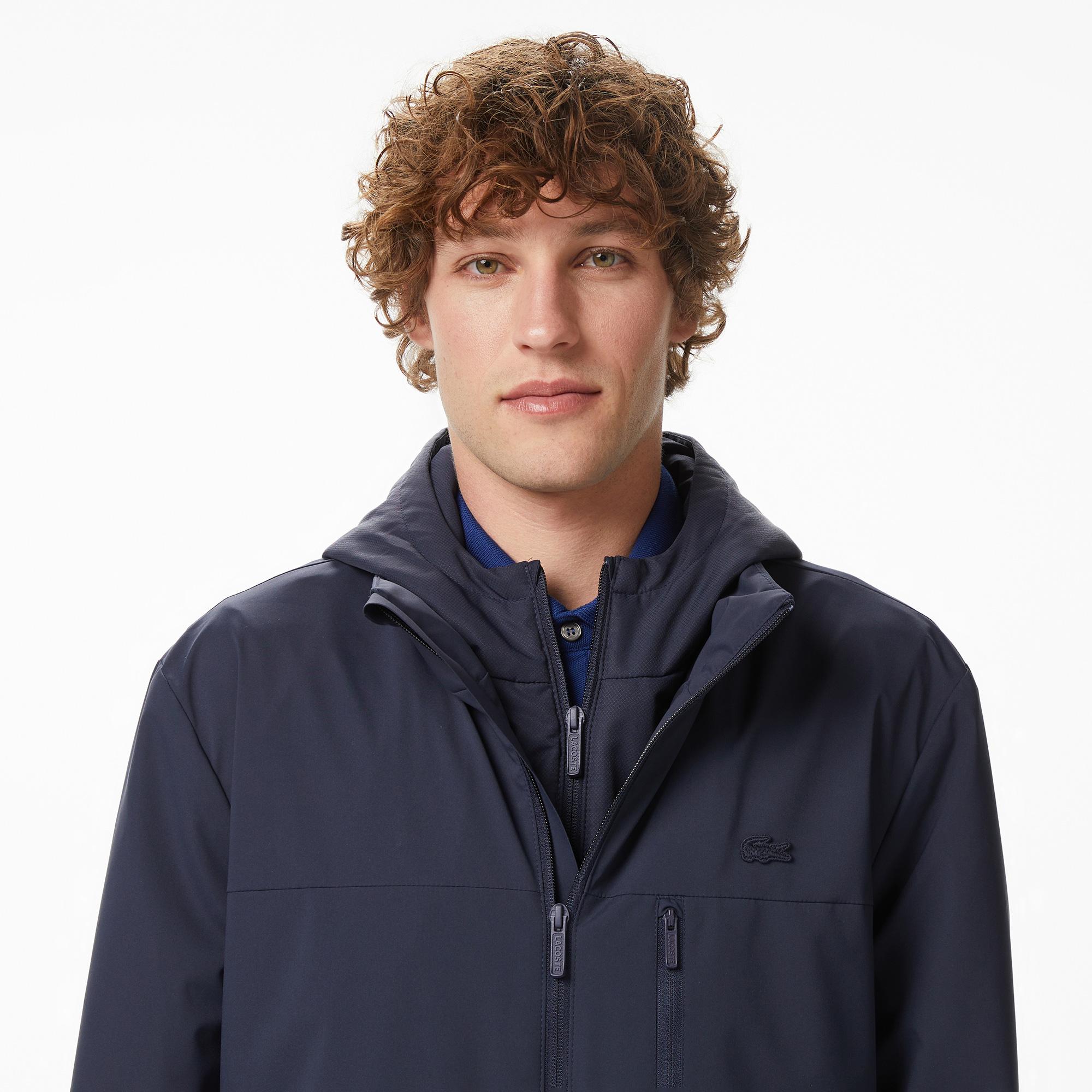 Lacoste Erkek Relaxed Fit Kapüşonlu Lacivert Mont