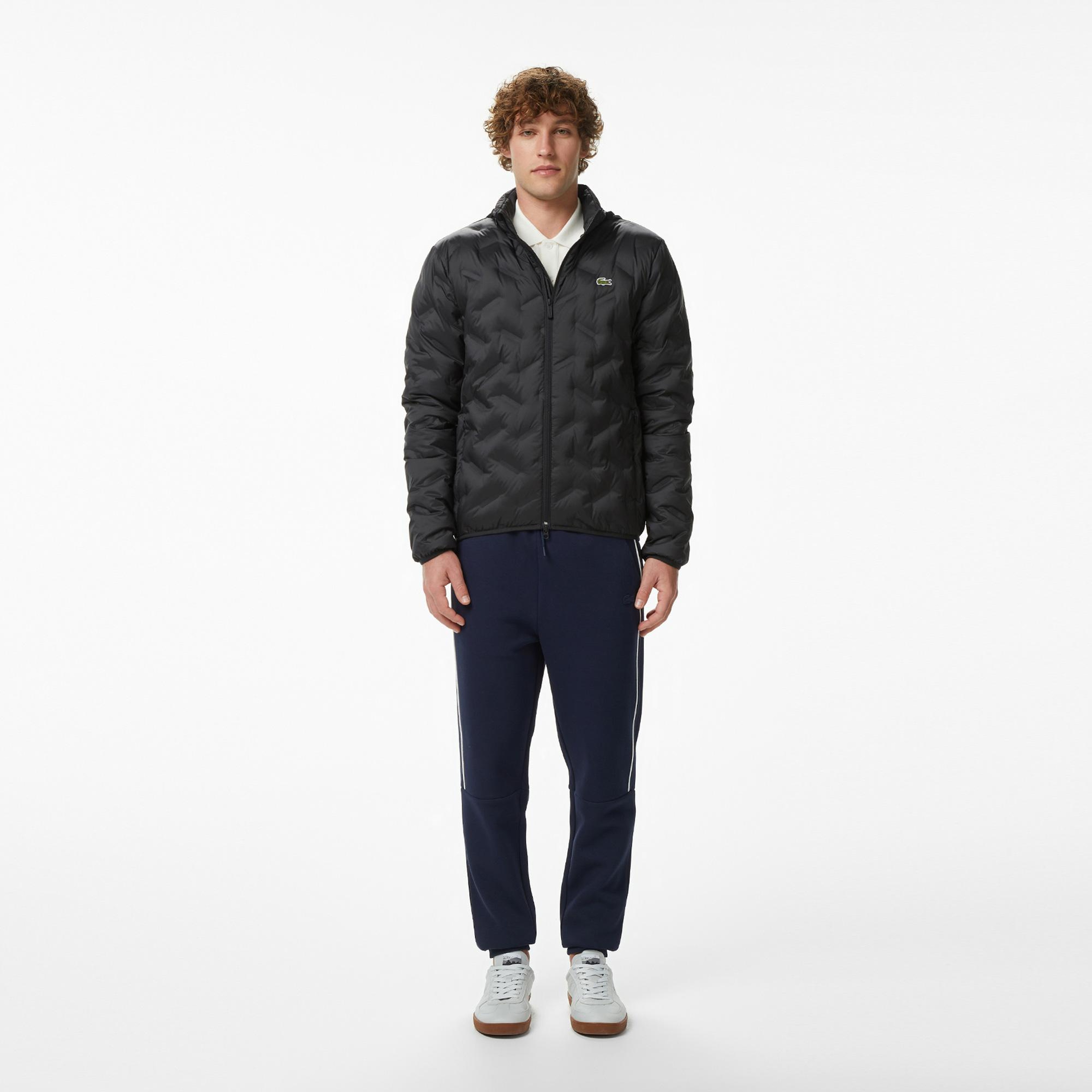 Lacoste Erkek Regular Fit Dik Yaka Kapitone Siyah Mont