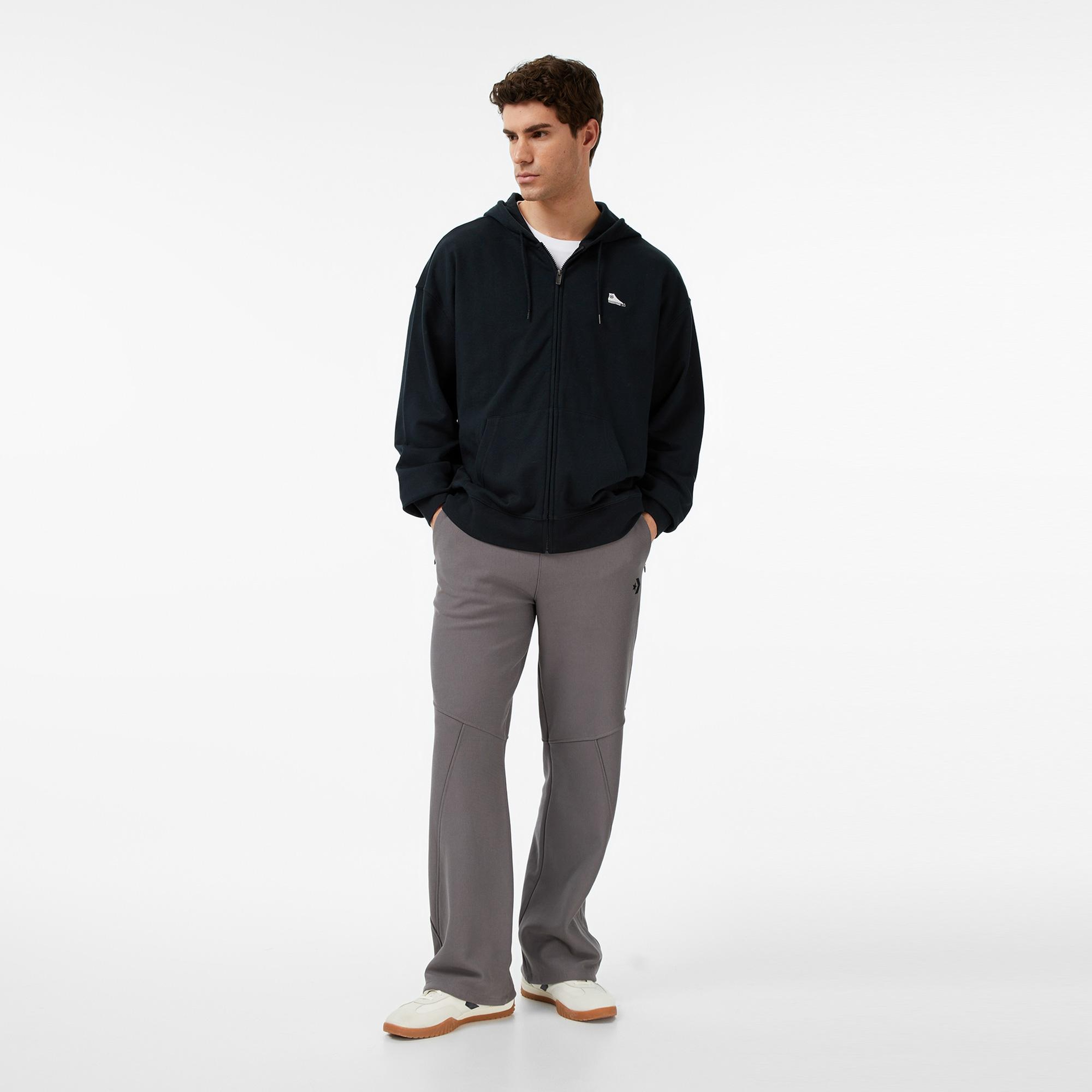 Converse Loose Fit Sneaker Patch Full Zip Erkek Siyah Sweatshirt