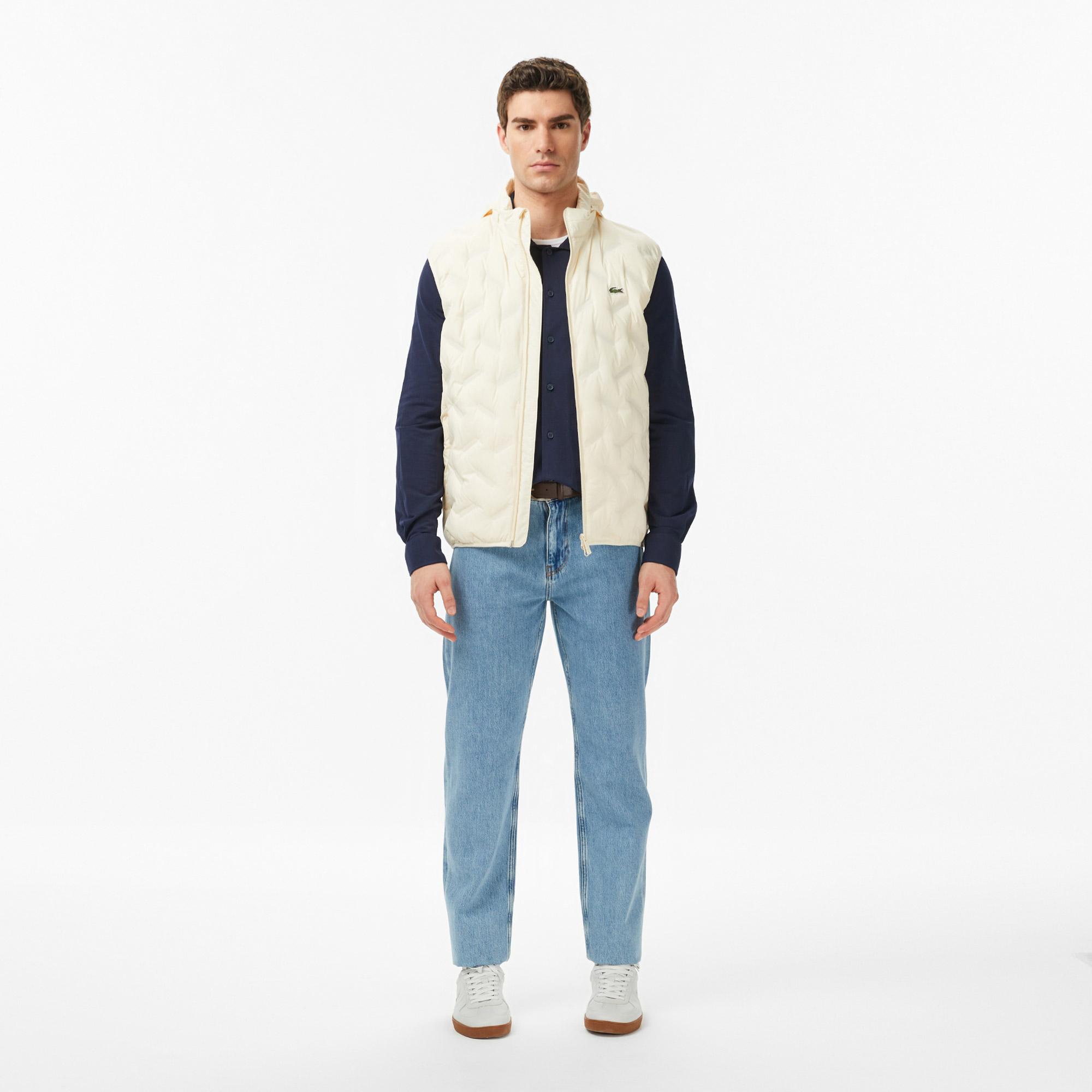 Lacoste Erkek Regular Fit Dik Yaka Kapitone Bej Yelek