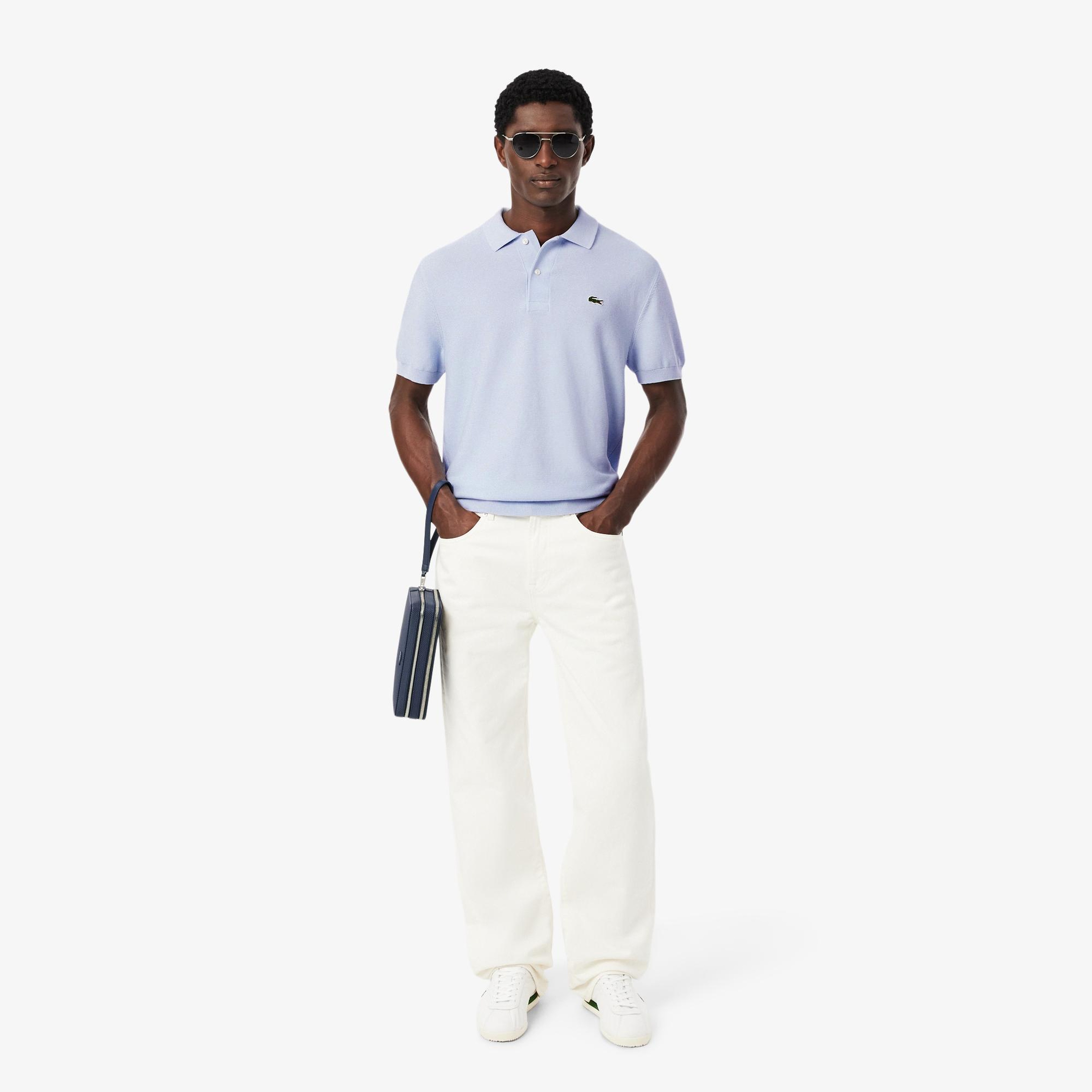 Lacoste Erkek Classic Fit Kısa Kollu Polo Yaka Açık Mavi Triko