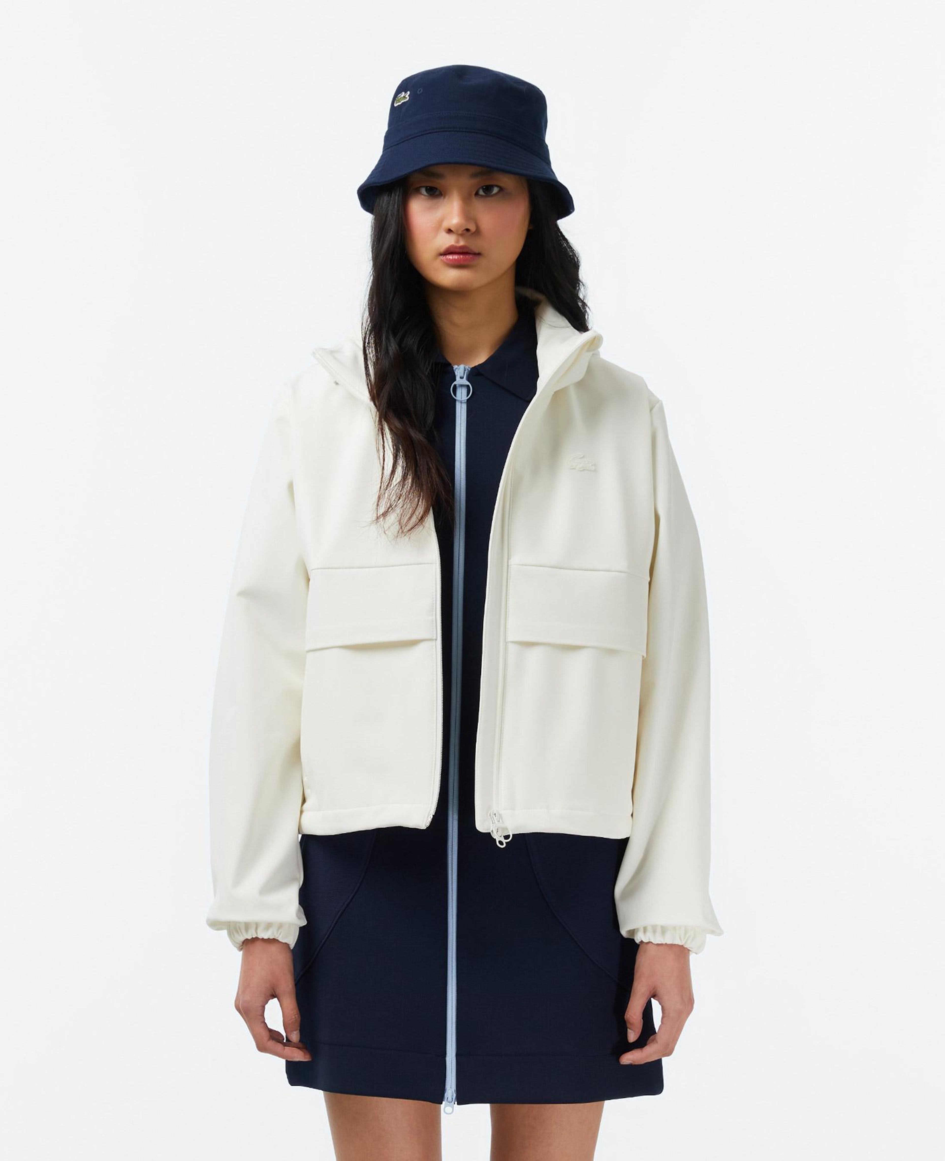 Lacoste Kadın Regular Fit Kapüşonlu Baskılı Krem Yağmurluk