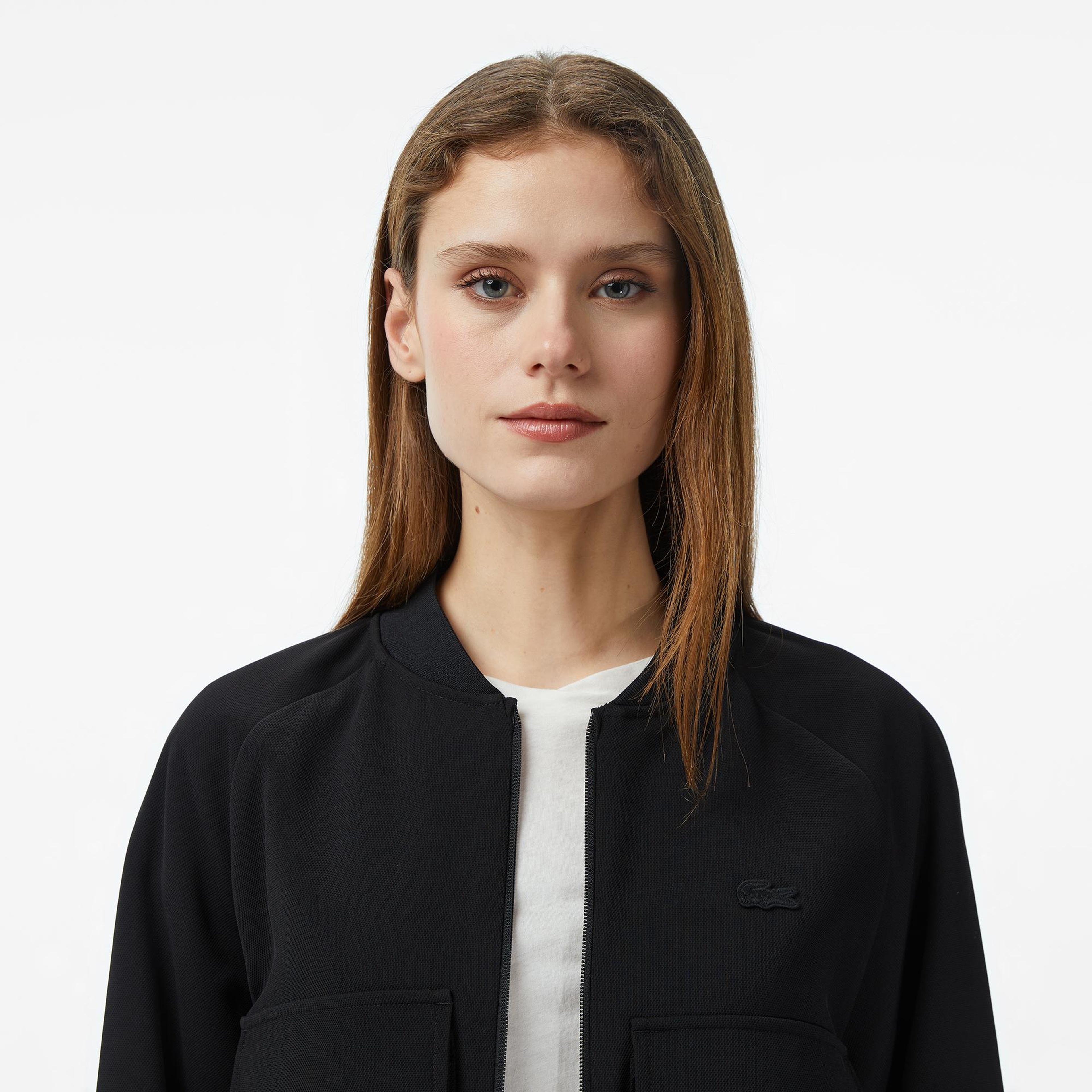 Lacoste Kadın Regular Fit Fermuarlı Siyah Ceket