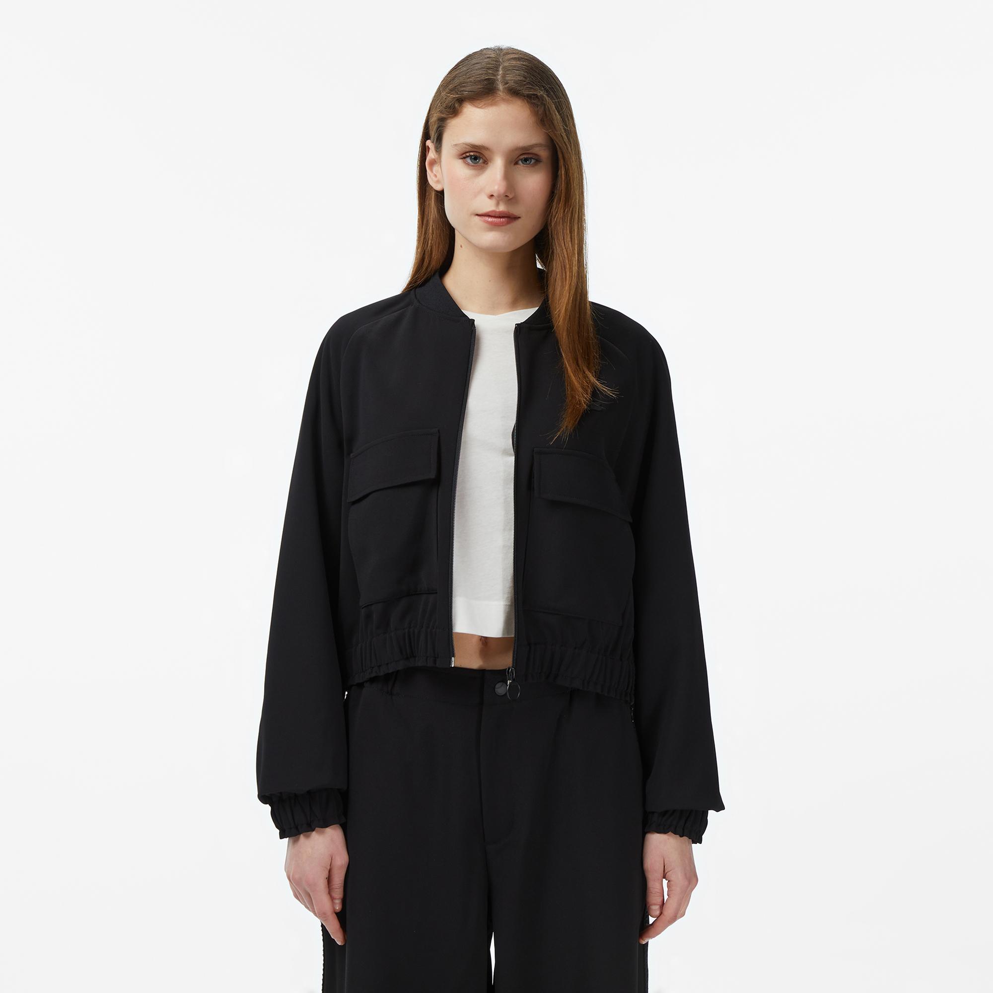 Lacoste Kadın Regular Fit Fermuarlı Siyah Ceket