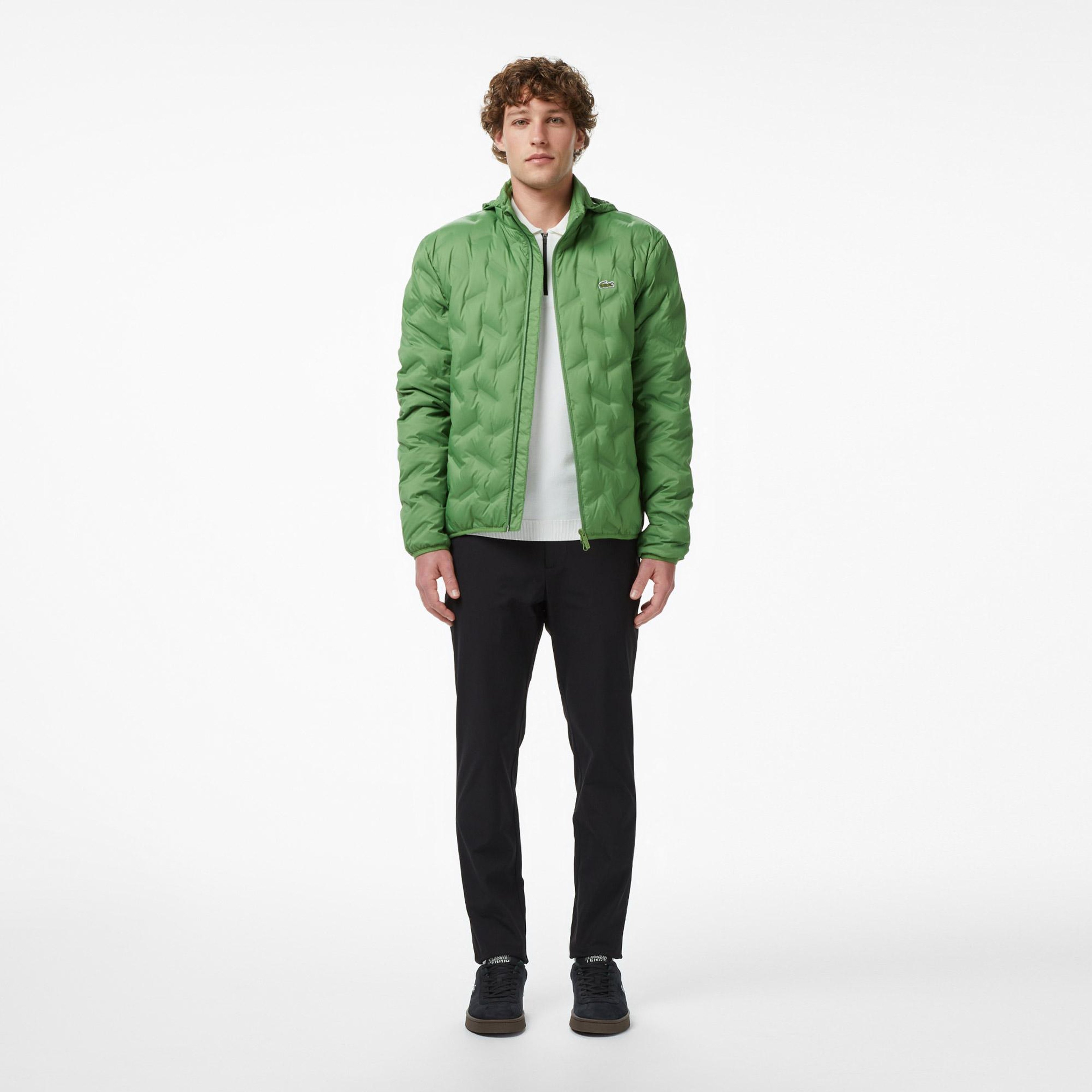 Lacoste Erkek Regular Fit Dik Yaka Kapitone Yeşil Mont