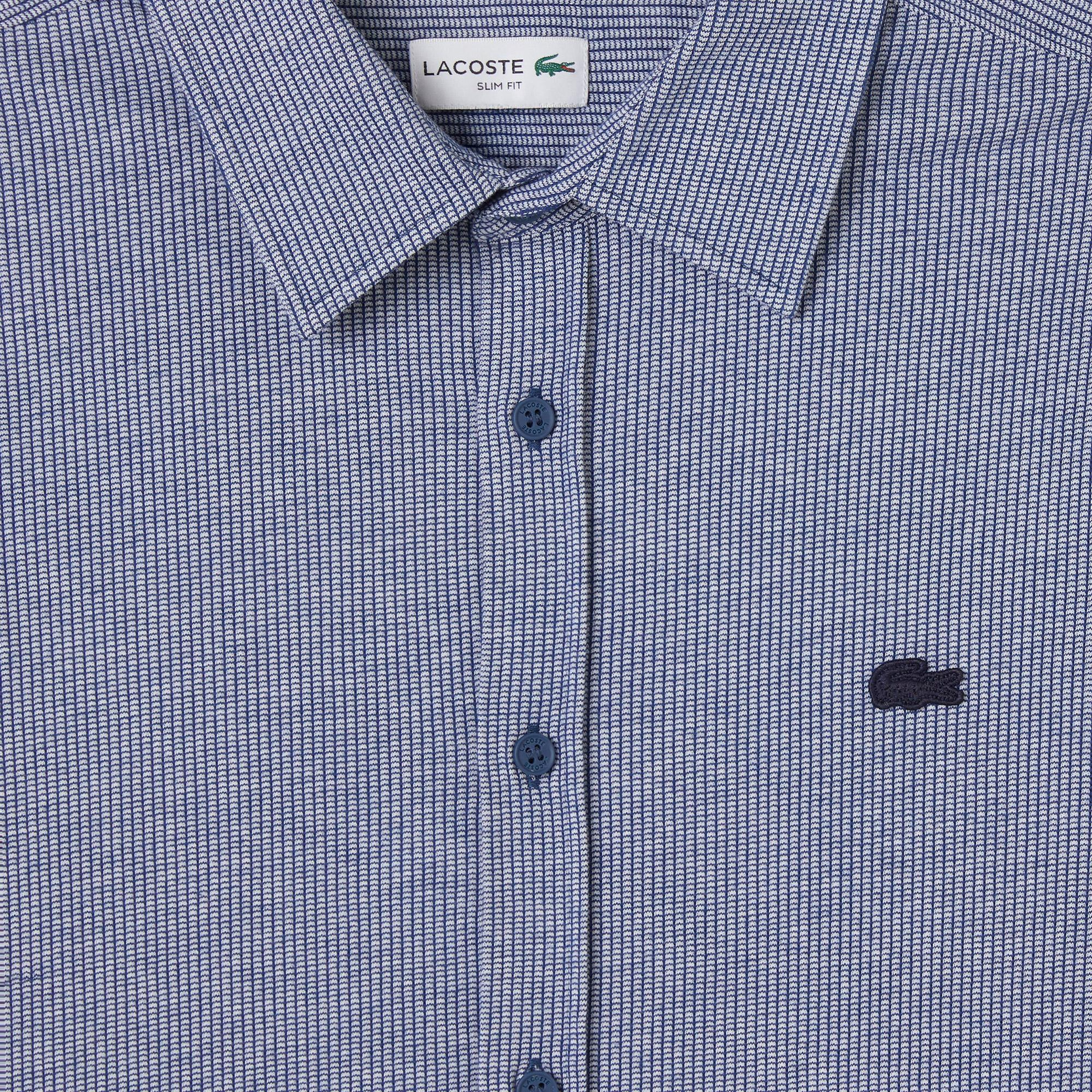 Lacoste Erkek Slim Fit Düğmeli Yaka Koyu Mavi Gömlek