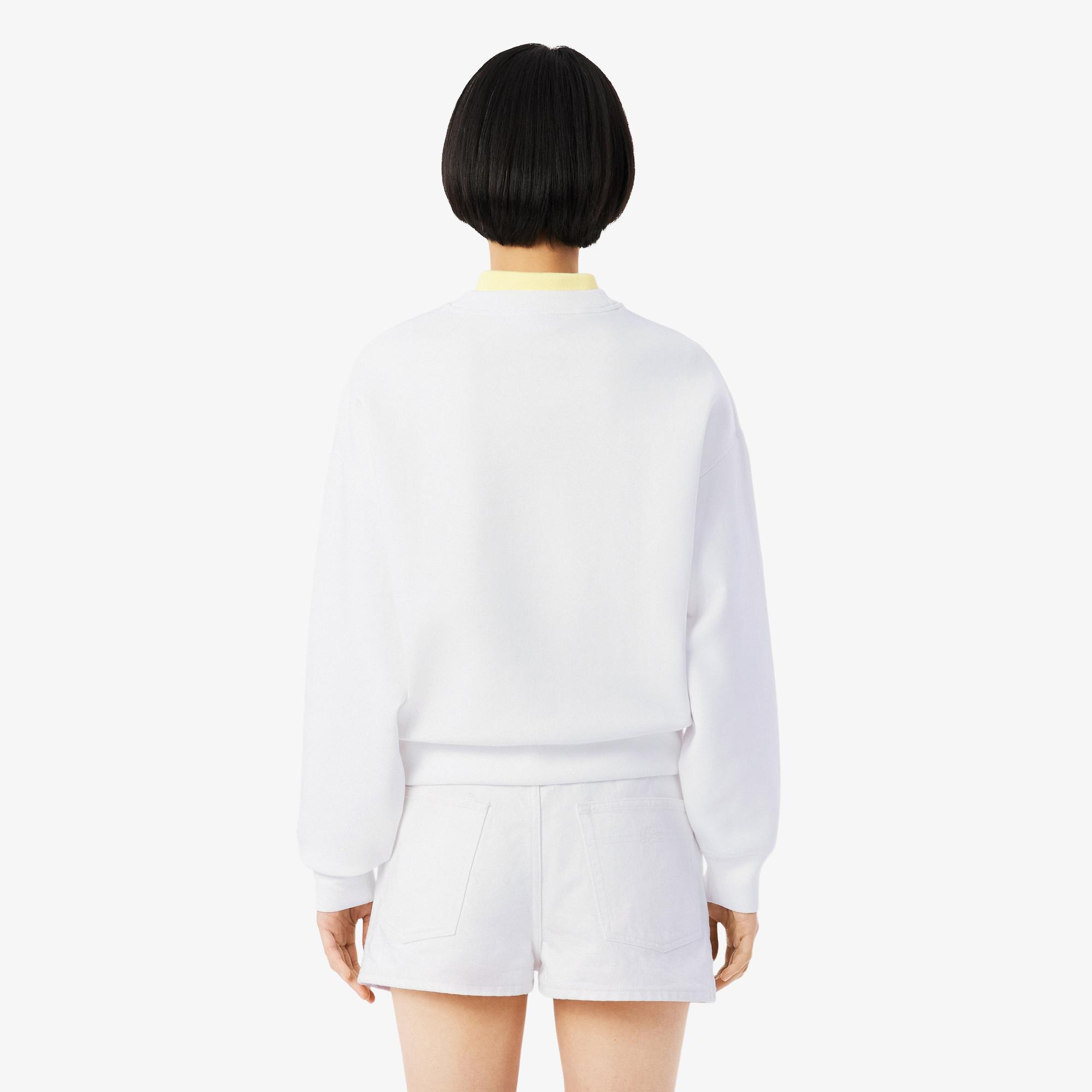 Lacoste Kadın Oversize Fit Bisiklet Yaka Beyaz Sweatshirt