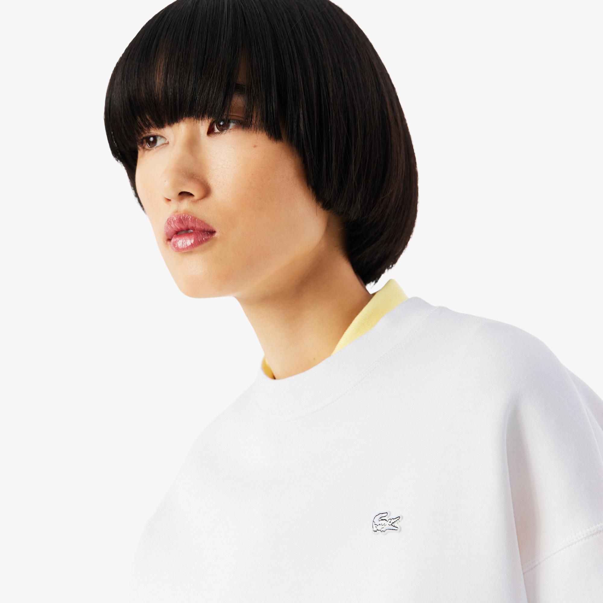 Lacoste Kadın Oversize Fit Bisiklet Yaka Beyaz Sweatshirt