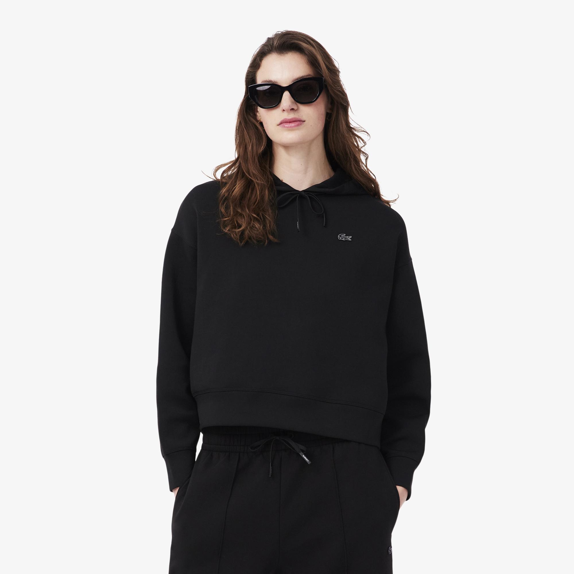 Lacoste Kadın Oversize Fit Kapüşonlu Siyah Sweatshirt