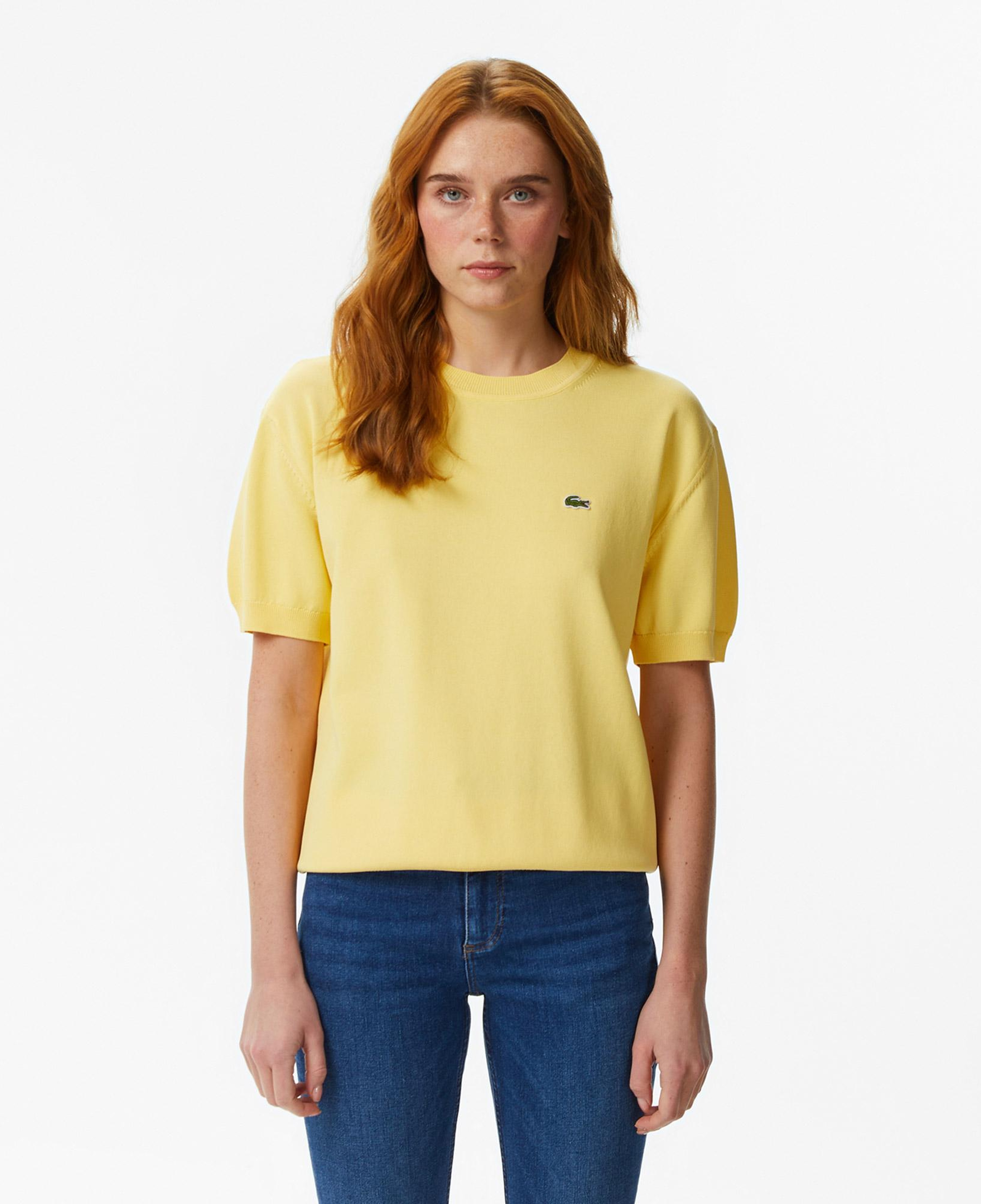 Lacoste Kadın Relaxed Fit Kısa Kollu Bisiklet Yaka Sarı Bluz