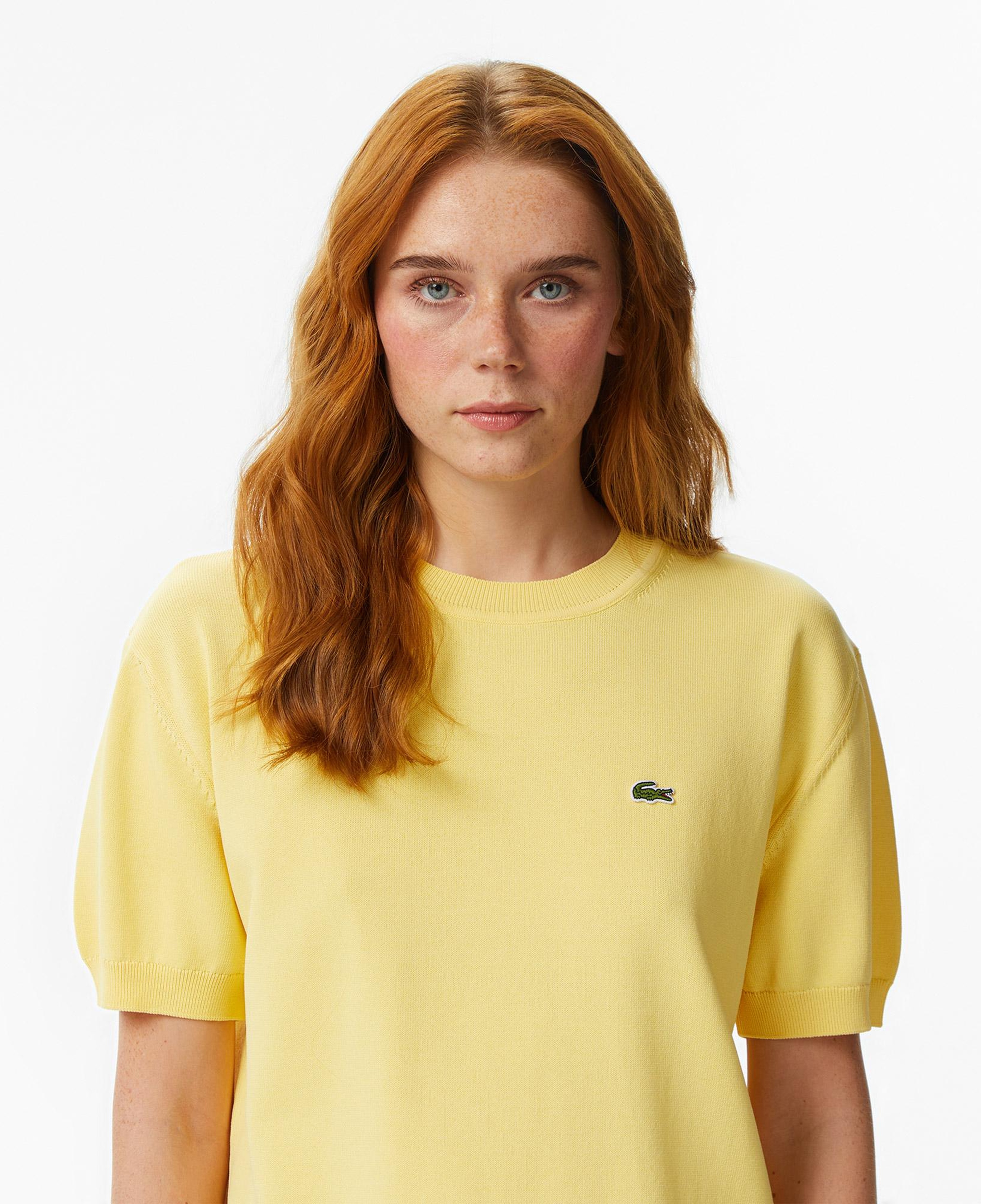 Lacoste Kadın Relaxed Fit Kısa Kollu Bisiklet Yaka Sarı Bluz