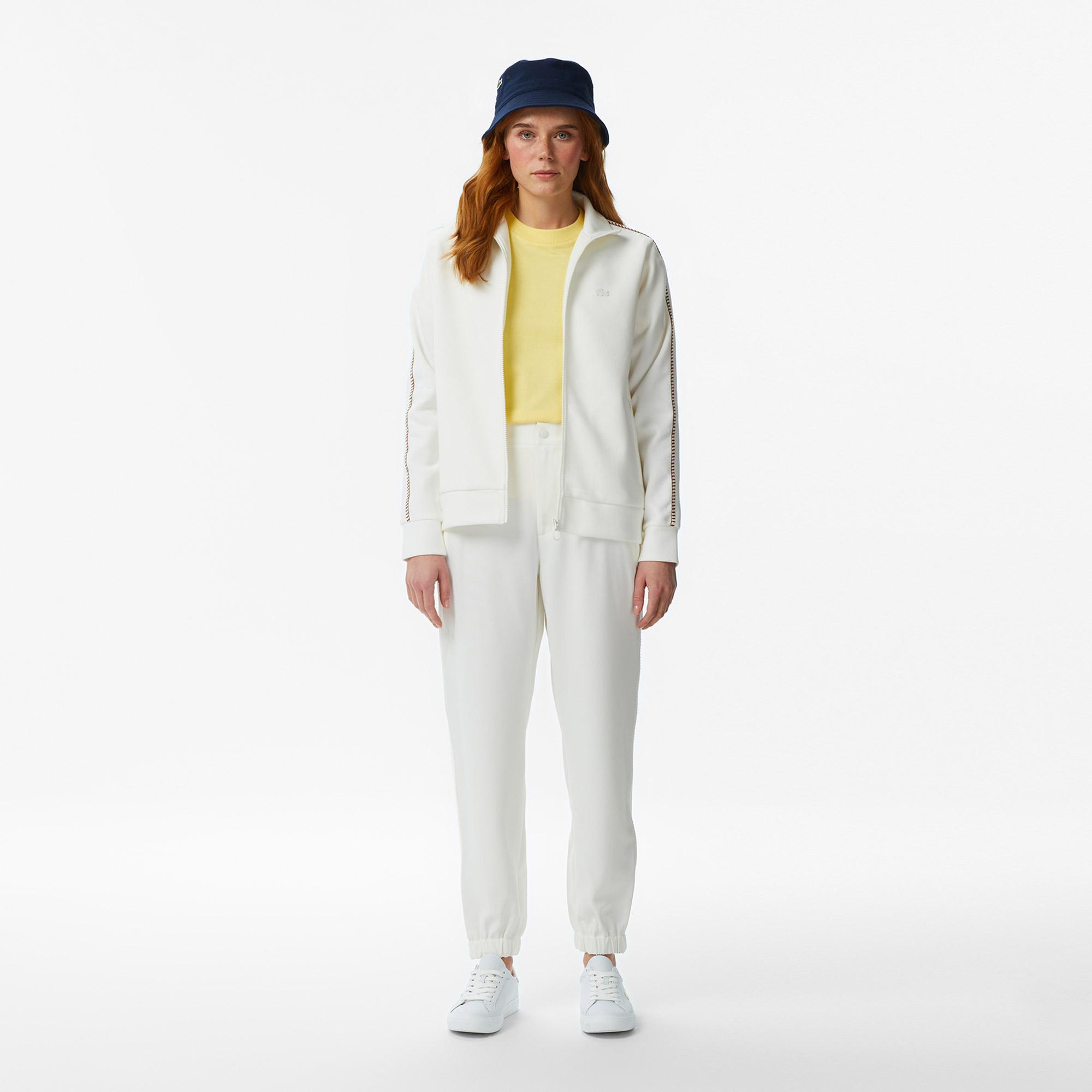 Lacoste Kadın Regular Fit Dik Yaka Krem Sweatshirt