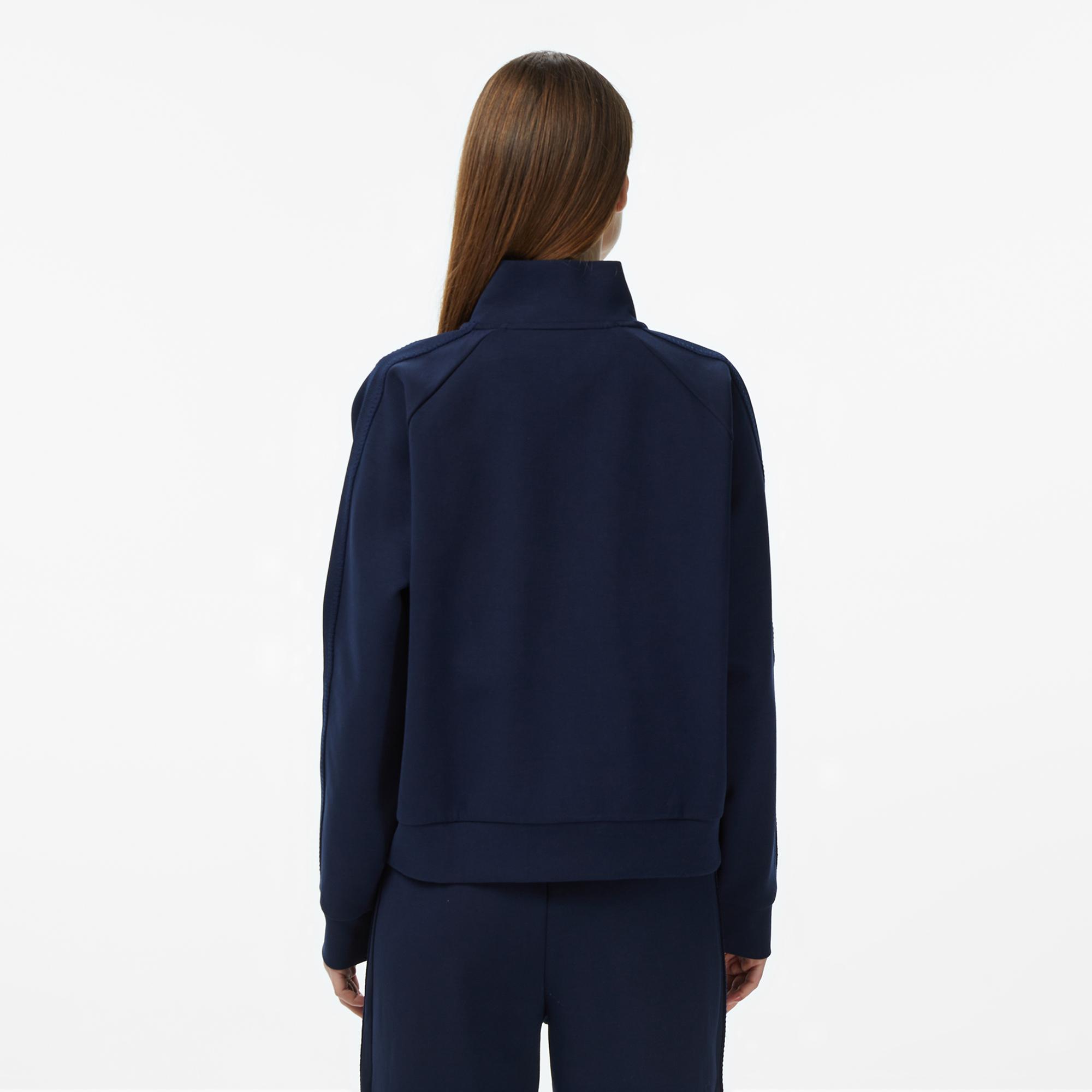 Lacoste Kadın Loose Fit Dik Yaka Lacivert Sweatshirt