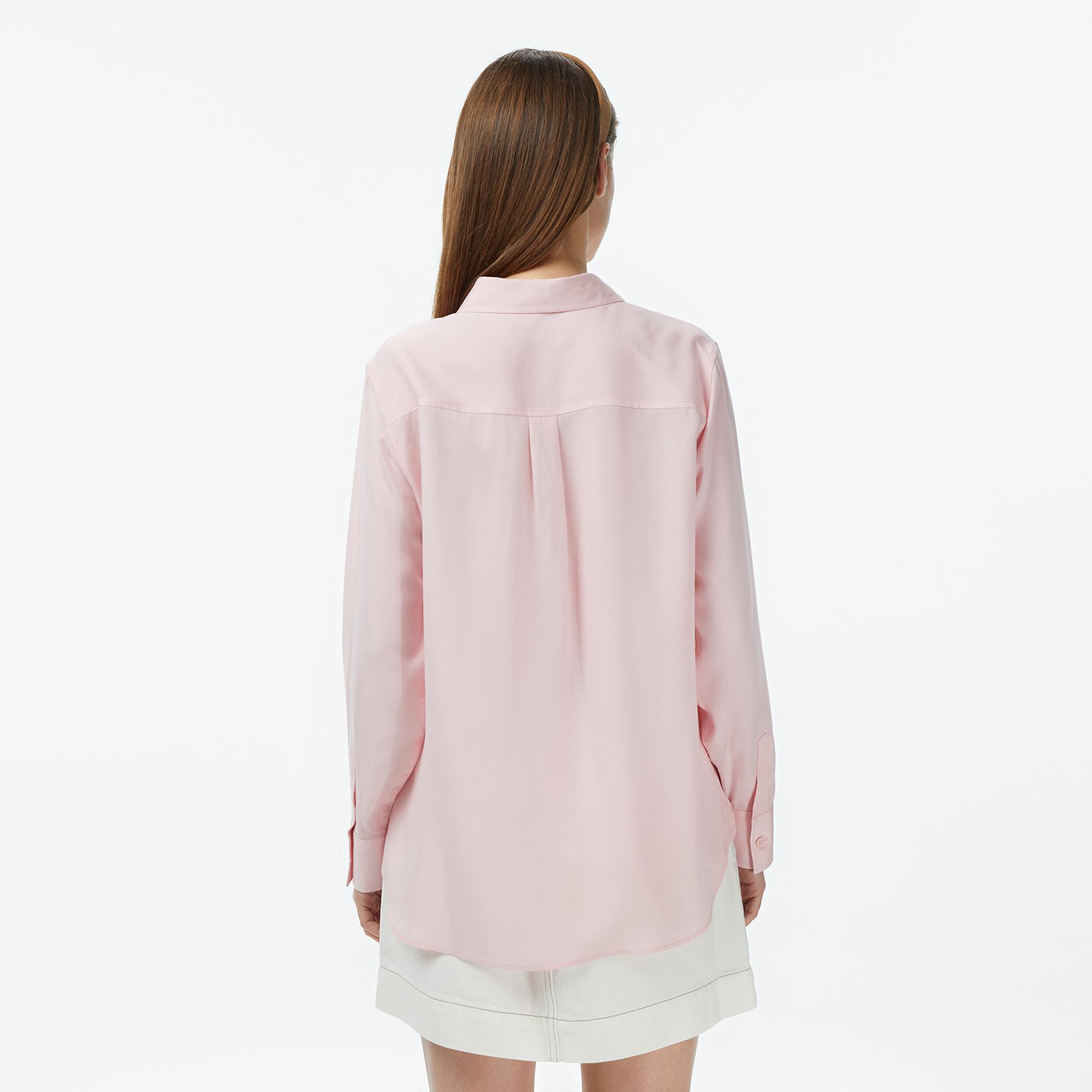 Lacoste Kadın Slim Fit Düğmeli Yaka Açık Pembe Gömlek