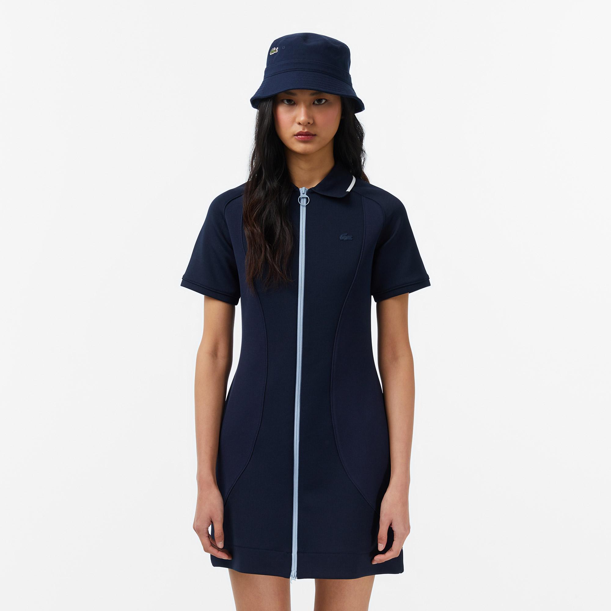 Lacoste Kadın Classic Fit Kısa Kollu Lacivert Elbise