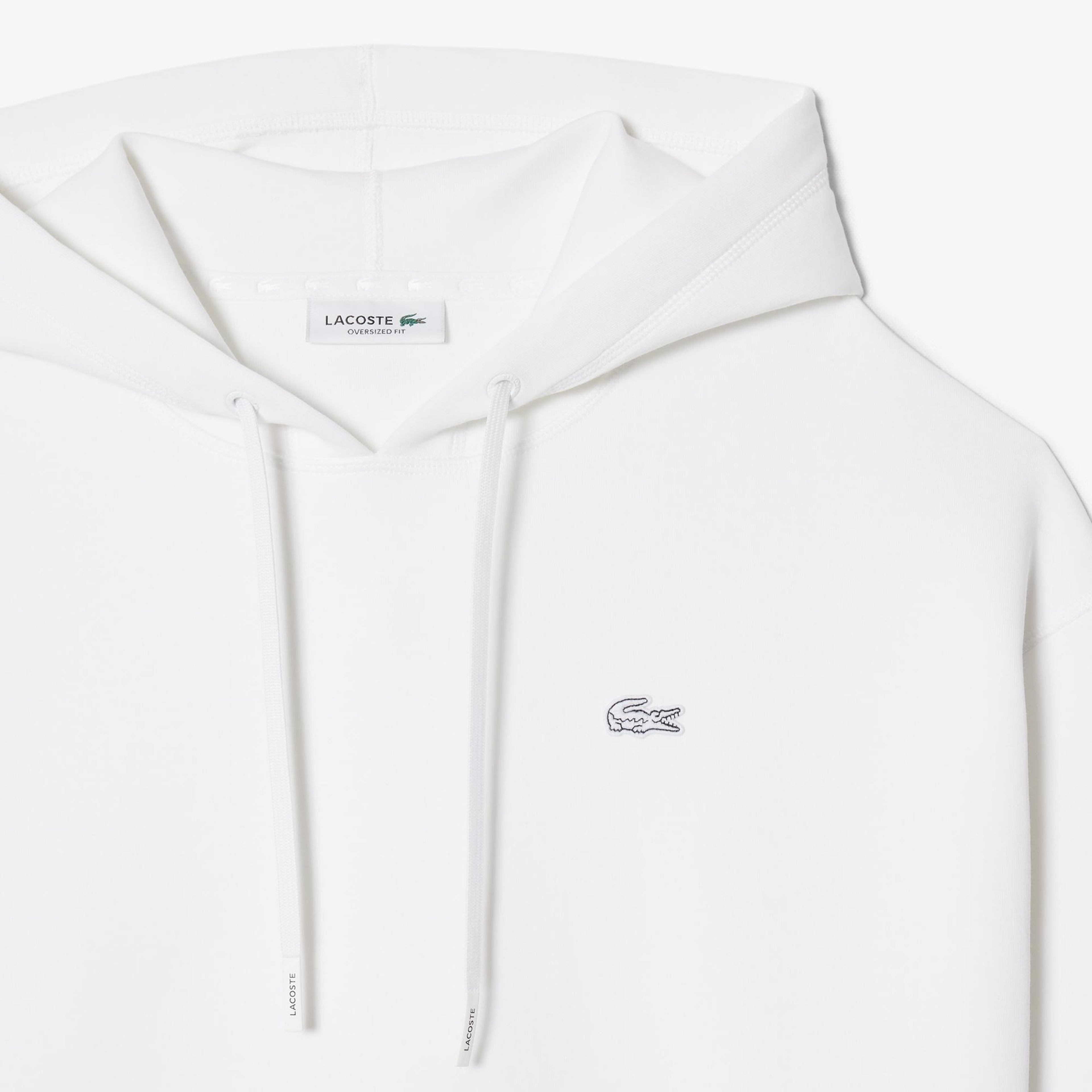 Lacoste Kadın Oversize Fit Kapüşonlu Beyaz Sweatshirt