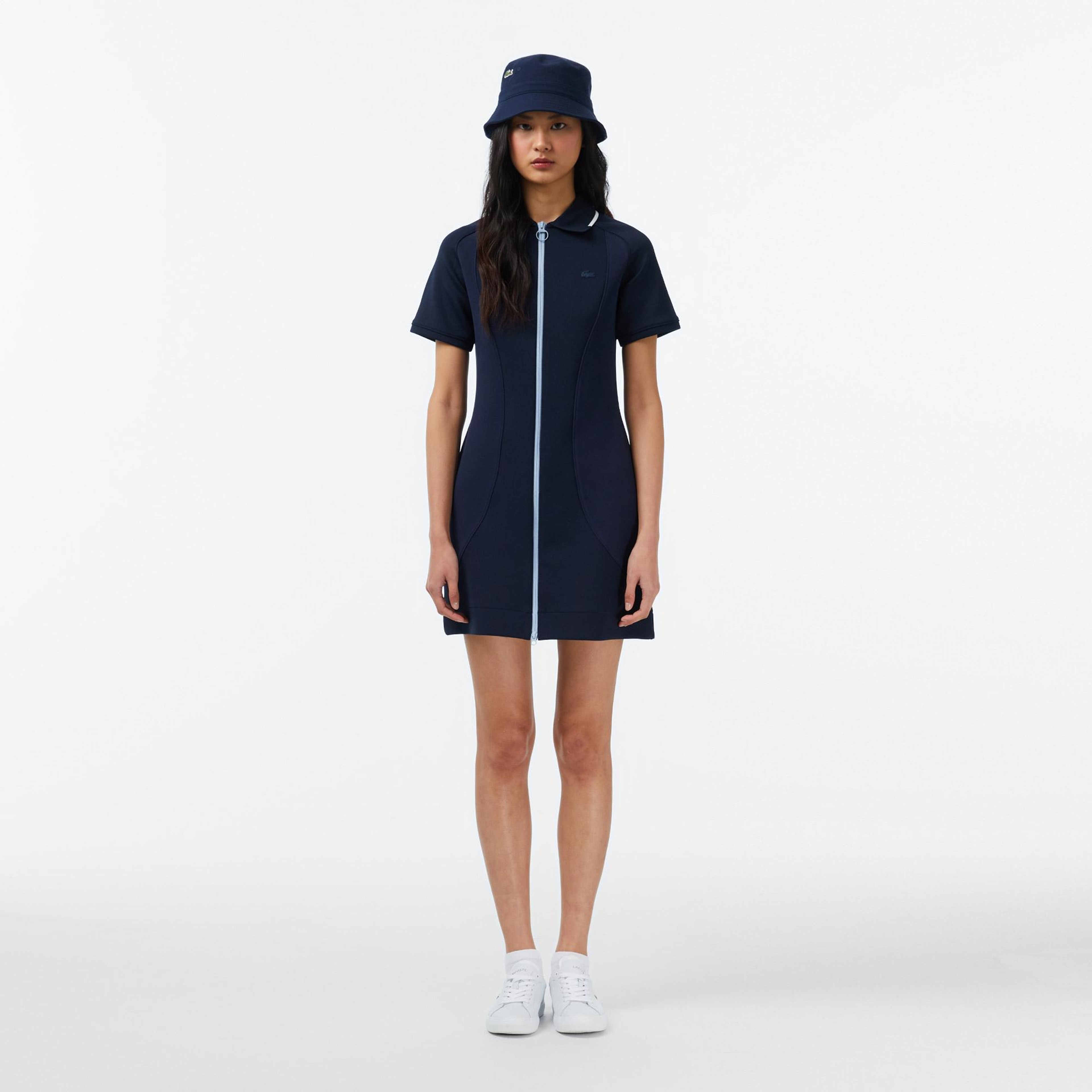 Lacoste Kadın Classic Fit Kısa Kollu Lacivert Elbise