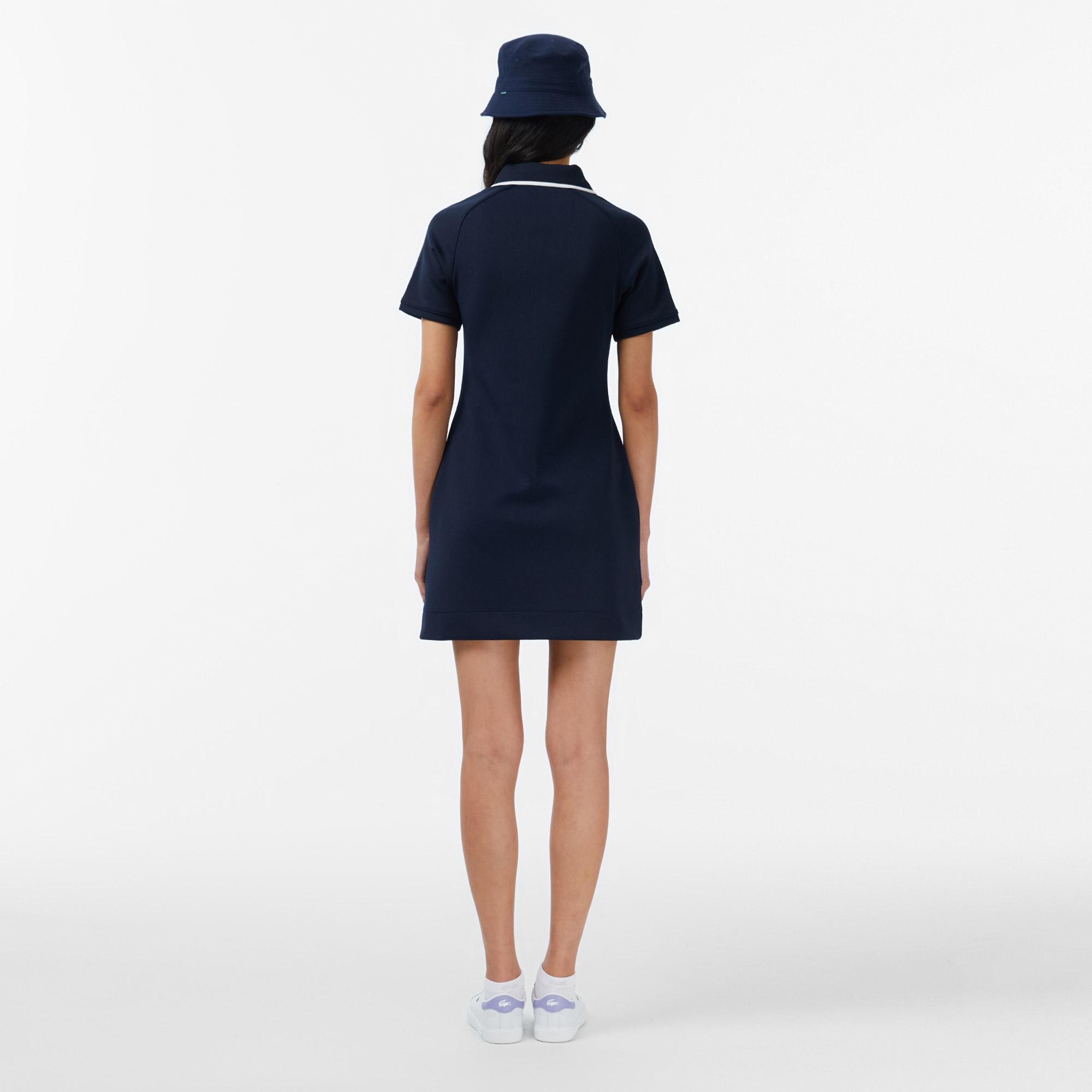 Lacoste Kadın Classic Fit Kısa Kollu Lacivert Elbise