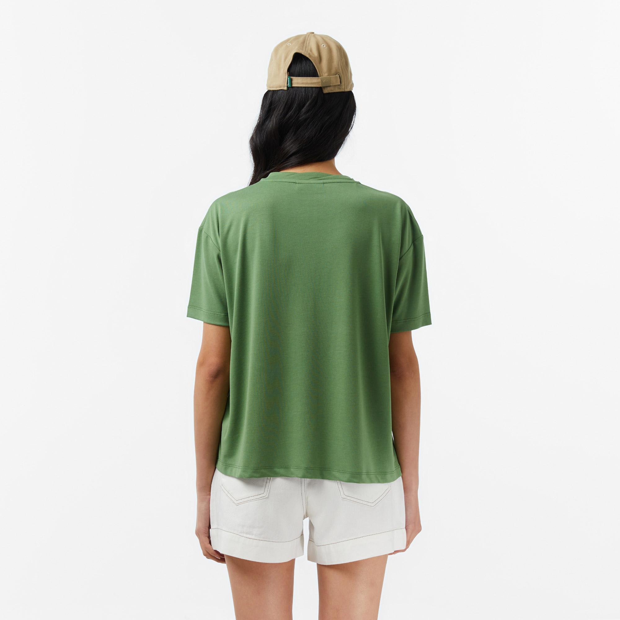 Lacoste Kadın Relaxed Fit Bisiklet Yaka Yeşil T-Shirt