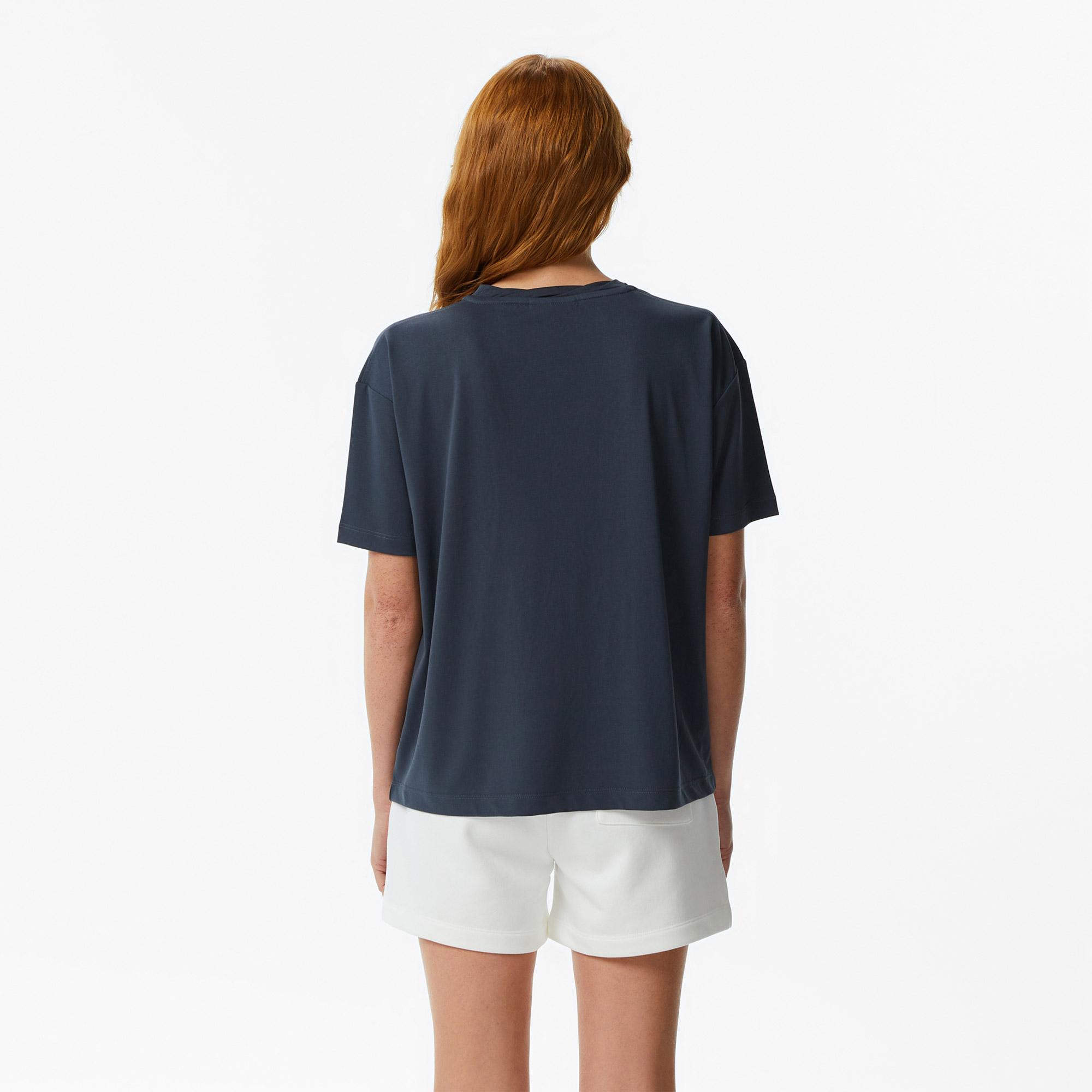 Lacoste Kadın Relaxed Fit Bisiklet Yaka Koyu Gri T-Shirt