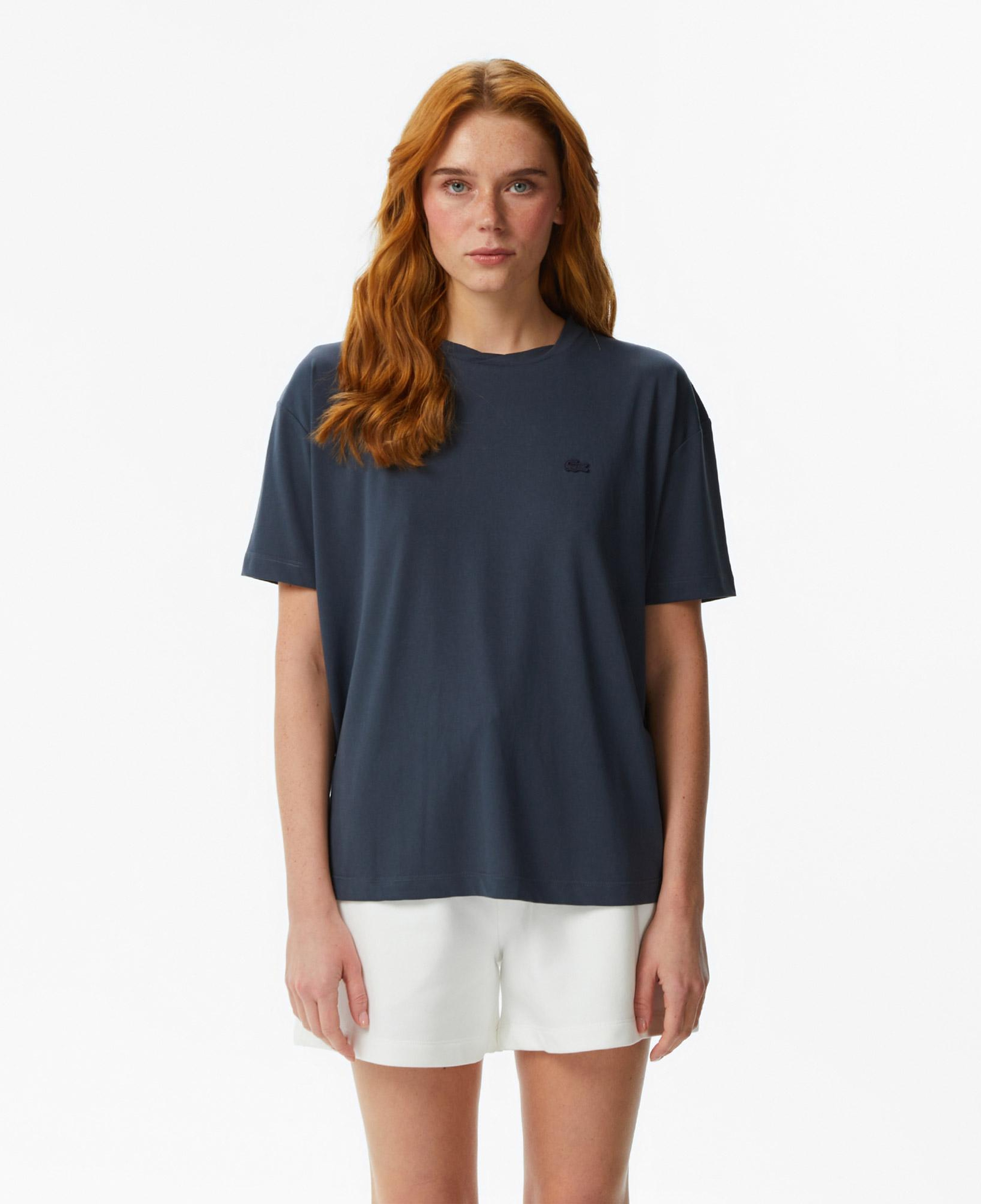 Lacoste Kadın Relaxed Fit Bisiklet Yaka Koyu Gri T-Shirt