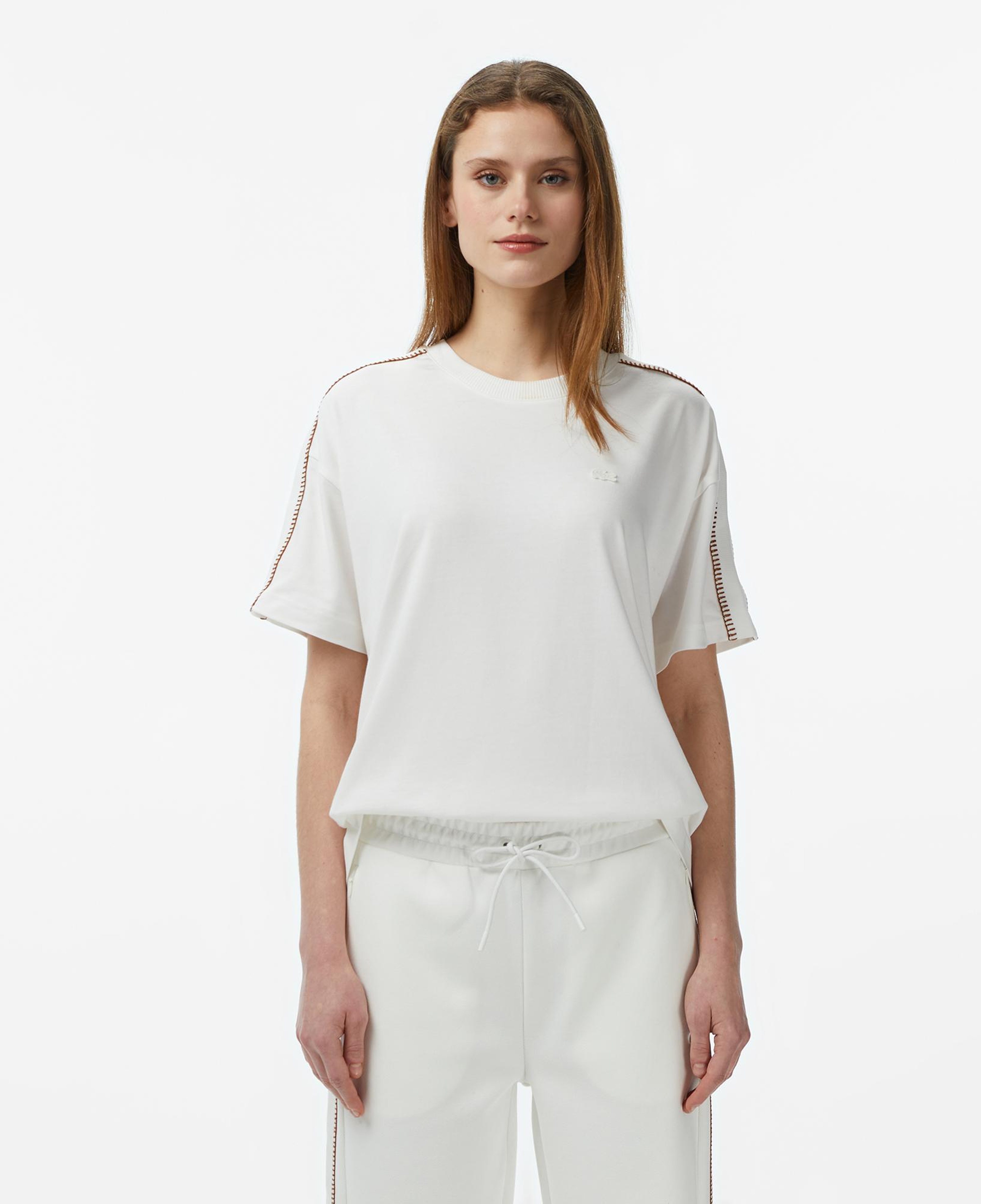 Lacoste Kadın Loose Fit Bisiklet Yaka Krem T-Shirt