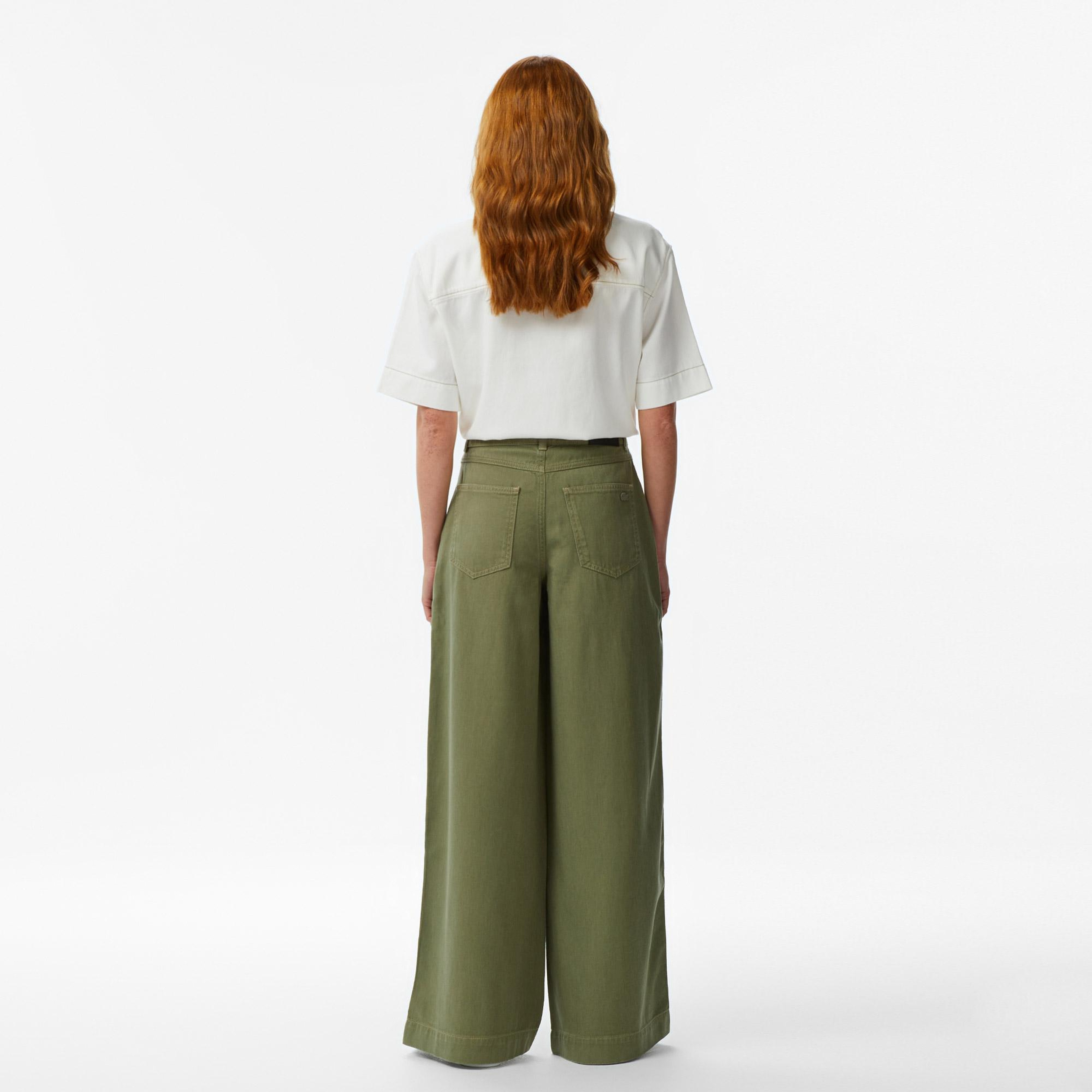 Lacoste Kadın Regular Fit Haki Jean Pantolon